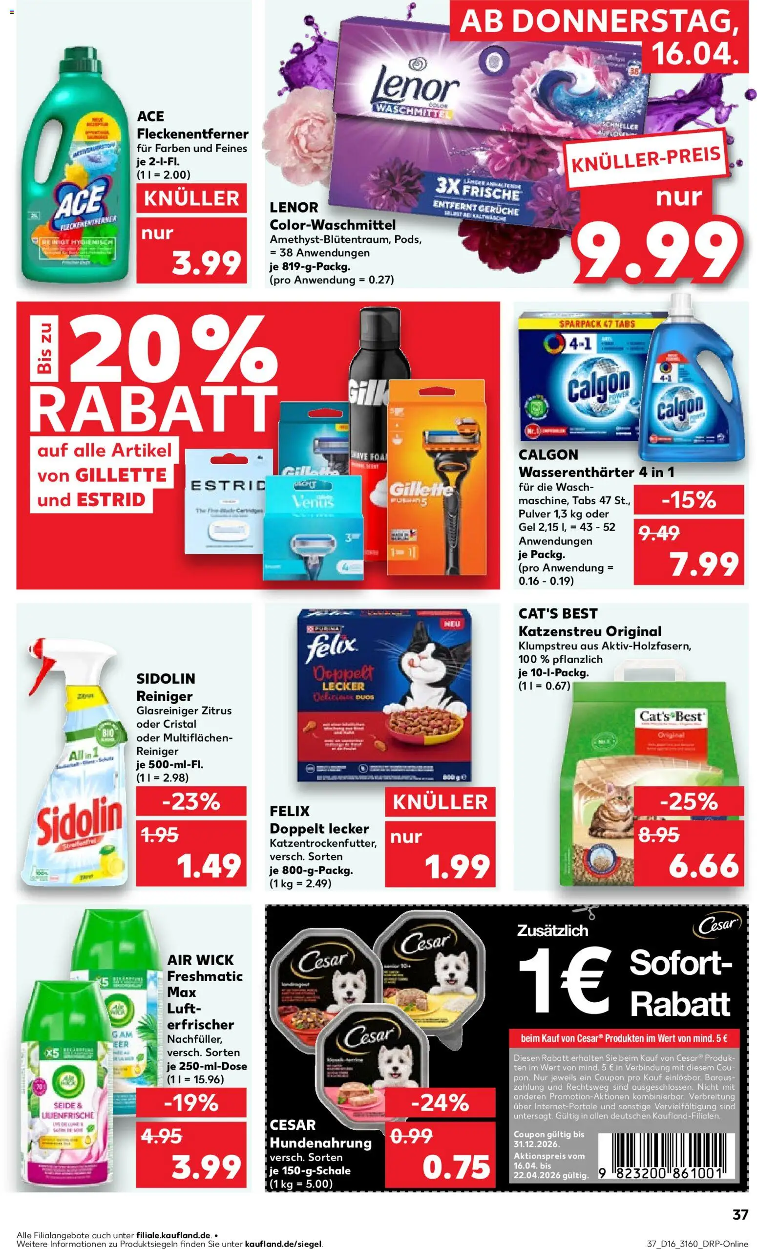 Kaufland Prospekt Rostock	 – gültig ab 16.04.2026 | Seite: 37 | Produkte: Lenor, Fleckenentferner, Waschmittel