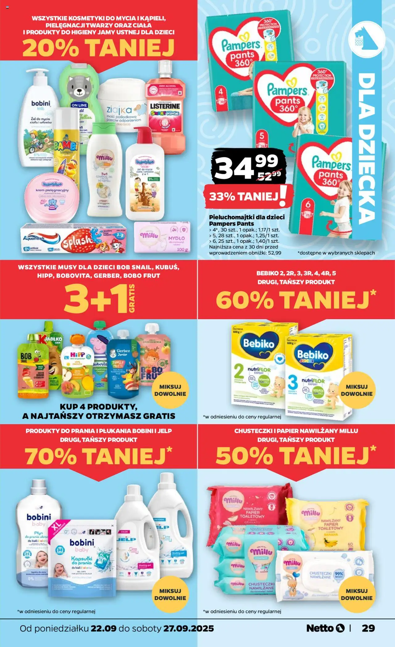 Netto gazetka - Spożywcza od 22.09.2025 | Strona: 29 | Produkty: Pampers, Bób, Kapsułki do prania, Krem