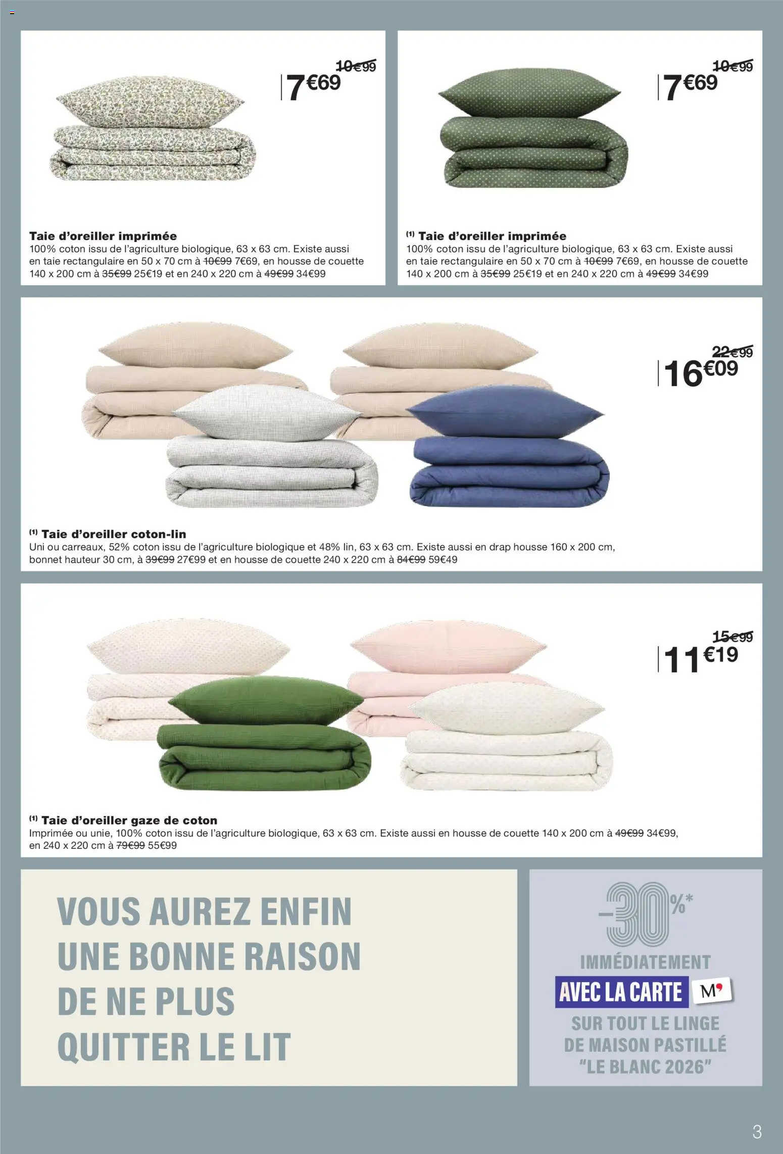 {H1} | Page: 3 | Produits: Coton, Lit, Housse de couette, Couette