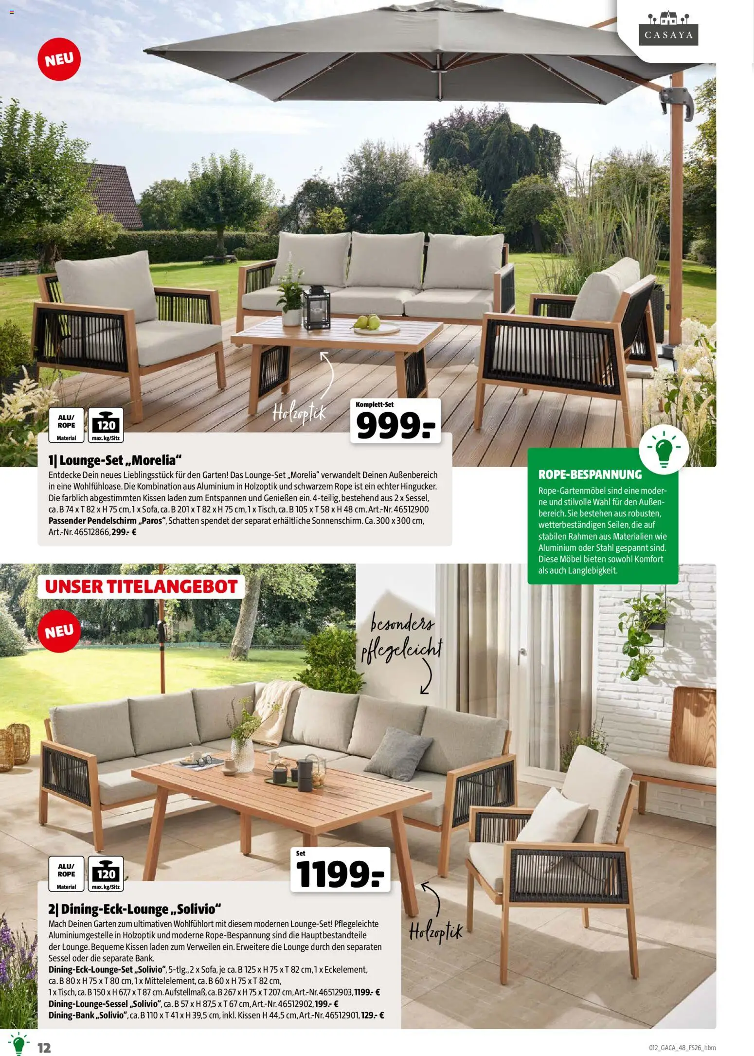 Hagebau Gartenmöbelsortiment – gültig ab 02.03.2026 | Seite: 12 | Produkte: Kissen, Sessel