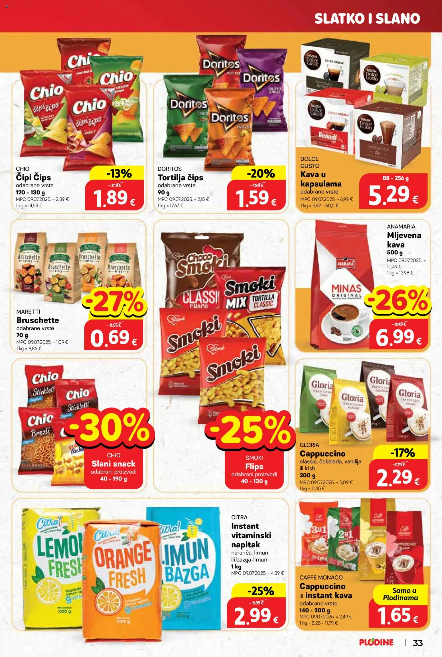 Plodine katalog | vrijedi od 05.11.2025 | Stranica: 33 | Proizvodi: Flips, Limun, Bazga, Cappuccino