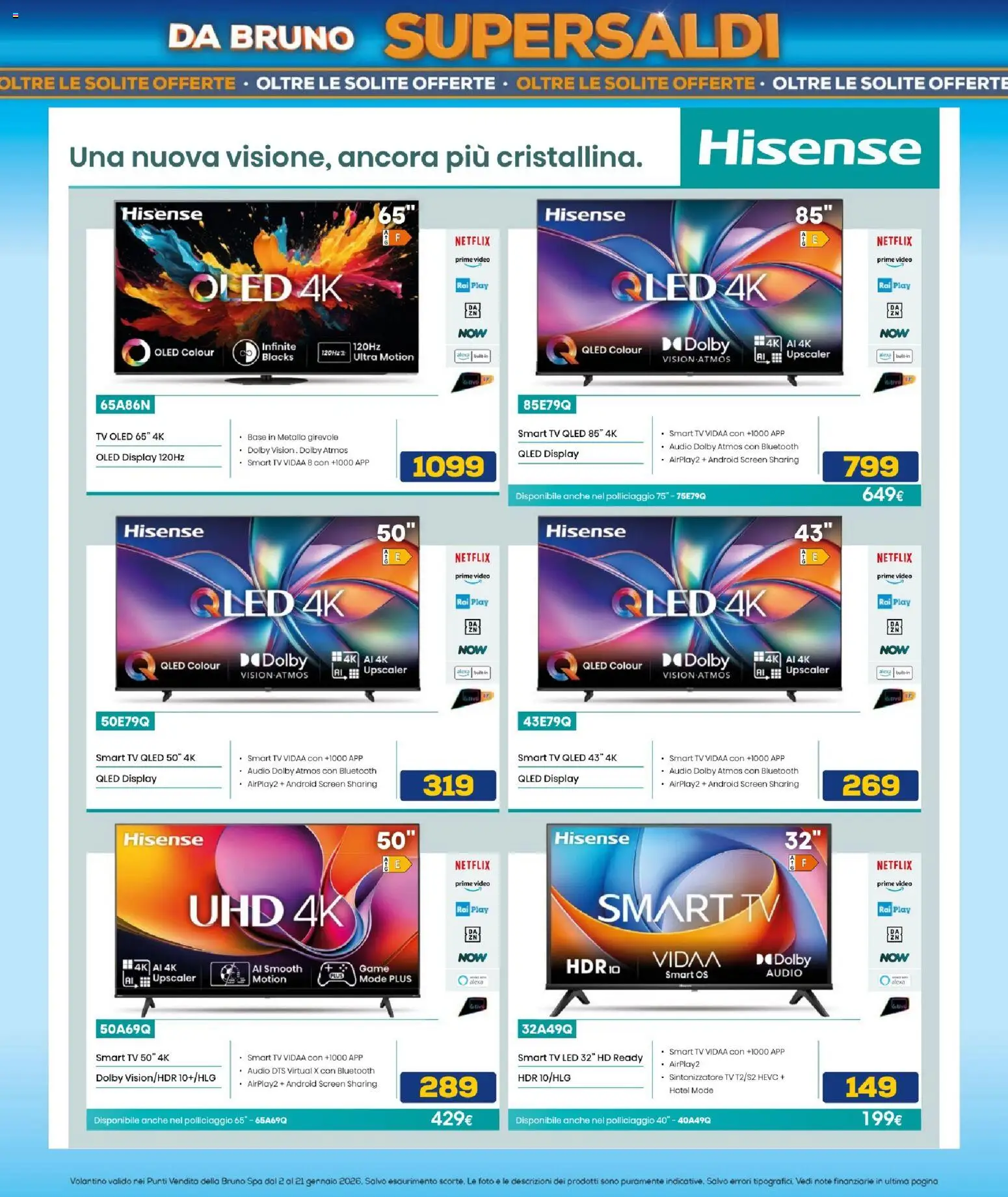 Volantino BRUNO del 02.01.2026 | Pagina: 34 | Prodotti: smart TV, TV, Video, Audio