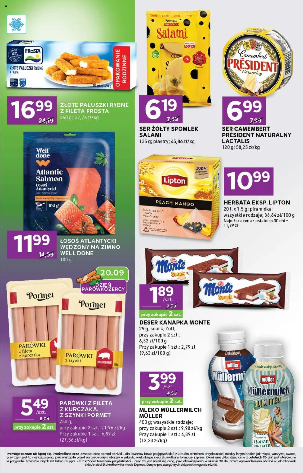 Stokrotka Gazetka - Express od 18.09.2025 | Strona: 4 | Produkty: Ser camembert, Paluszki, Mleko, Herbata