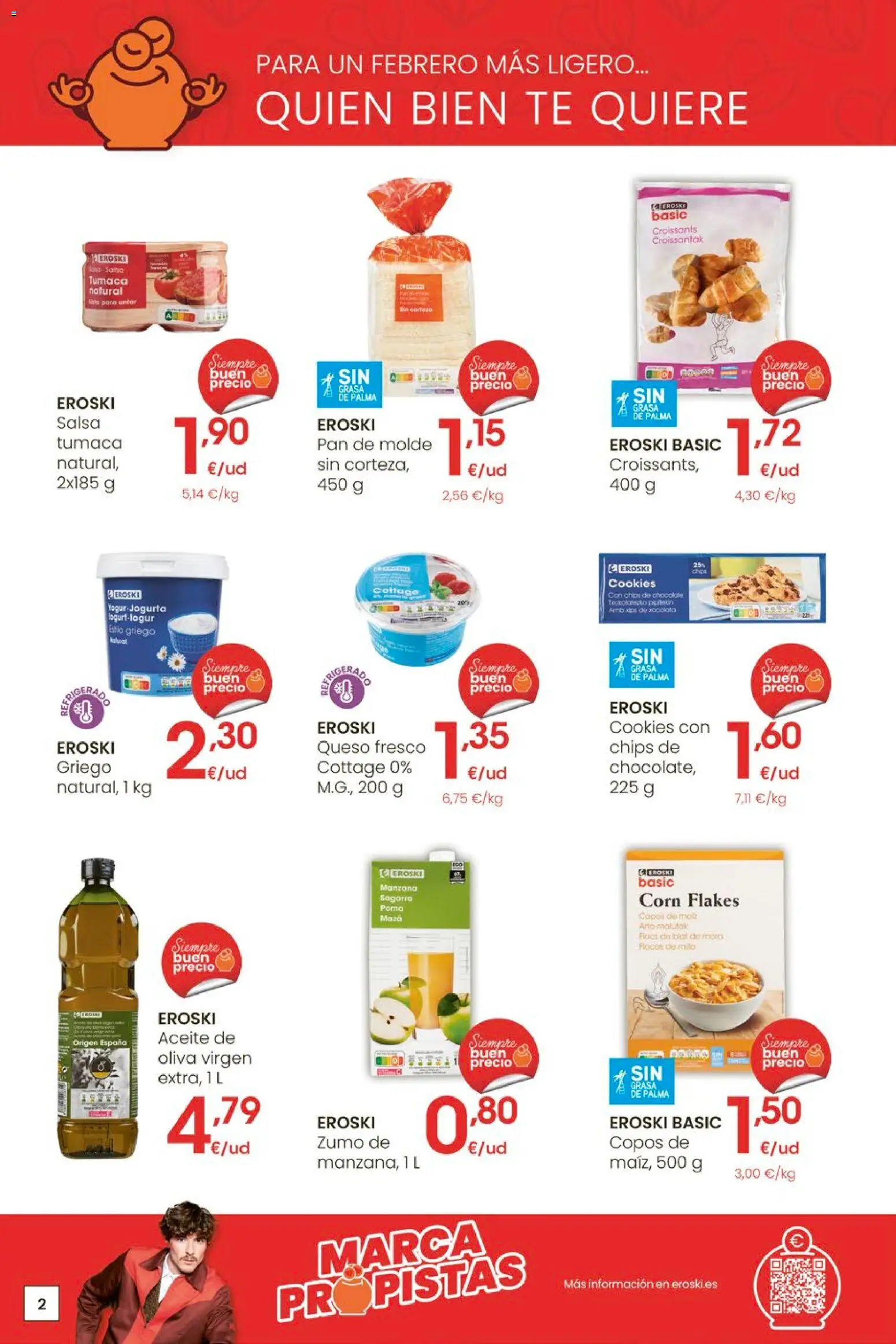 Eroski - Carnaval del ahorro │ válido desde el 12.02.2026 | Página: 2 | Productos: Queso, Chocolate, Queso fresco, Ροζ πιπέρι