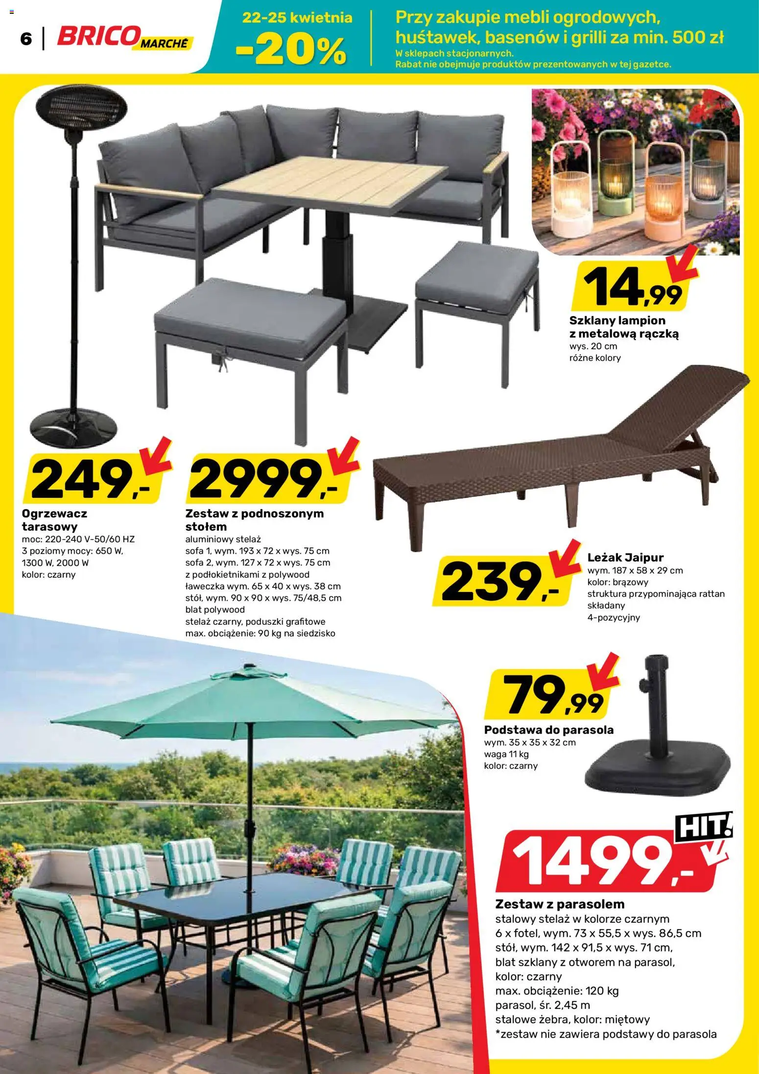 Brico Marché gazetka od 22.04.2026 | Strona: 6 | Produkty: Waga, Sofa, Leżak