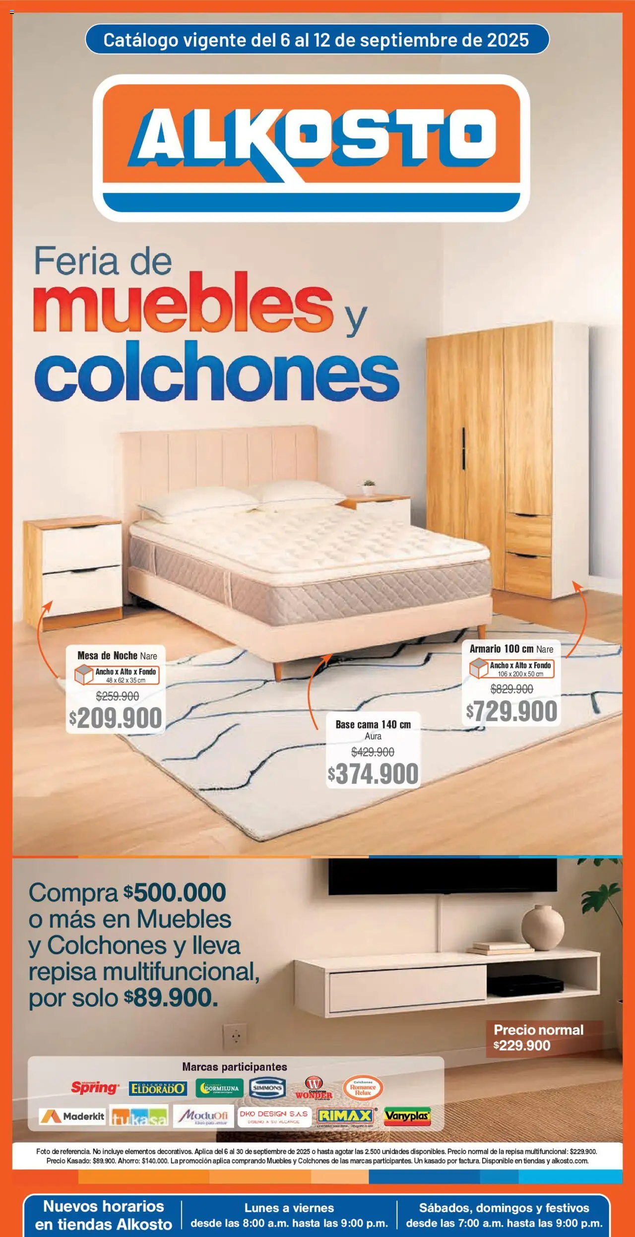 Alkosto folleto │ válido desde el 06.09.2025 | Página: 1 | Productos: Muebles, Cama, Mesa, Armario