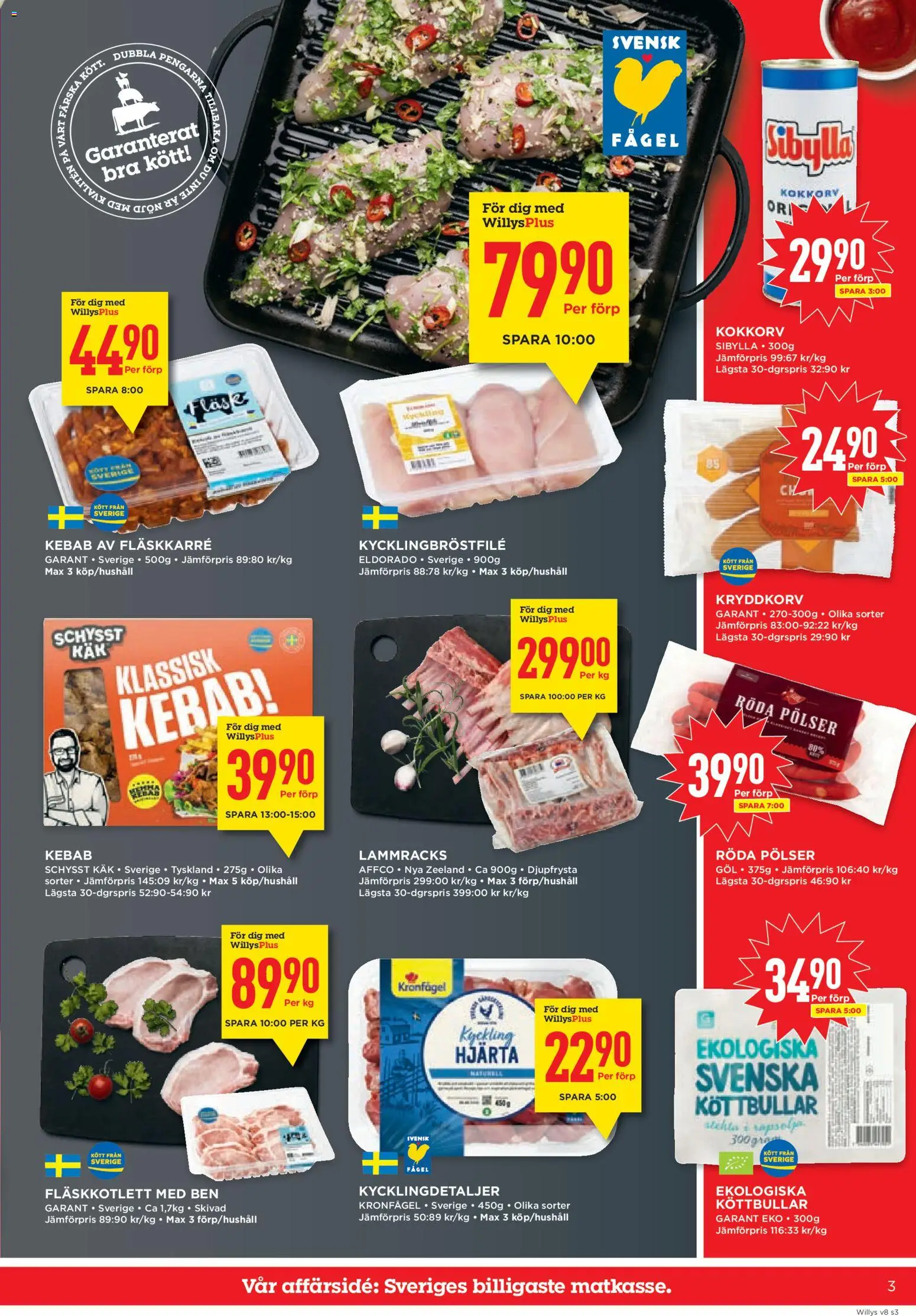 Willys reklamblad aktuell från 16.02.2026 | Sida: 3 | Produkter: Köttbullar