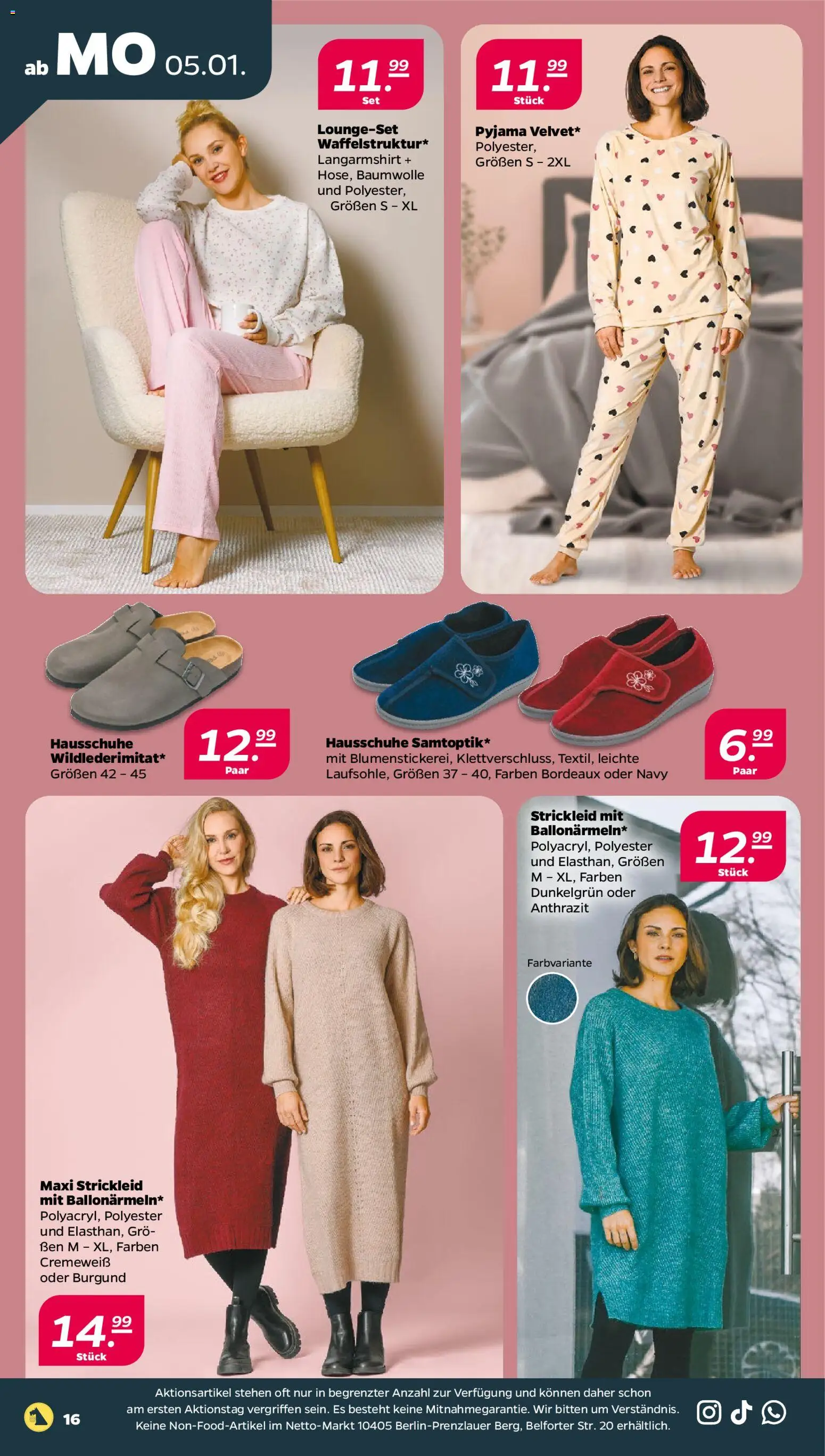 Netto Prospekt 	 – gültig ab 05.01.2026 | Seite: 22 | Produkte: Langarmshirt, Pyjama, Hausschuhe