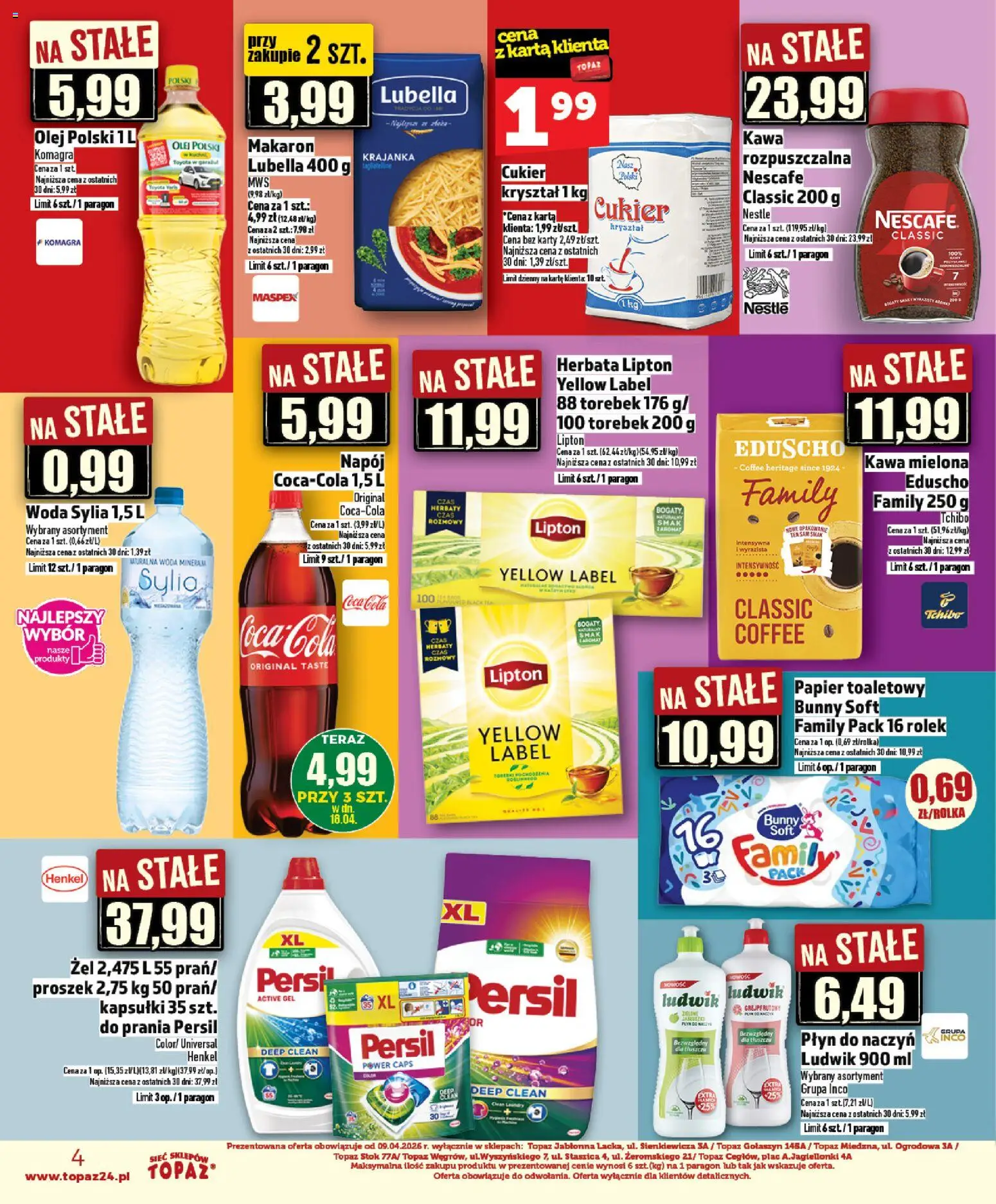 Topaz gazetka - Ceny małe na stałe od 16.04.2026 | Strona: 4 | Produkty: Karta, Herbata lipton, Herbata, Cukier