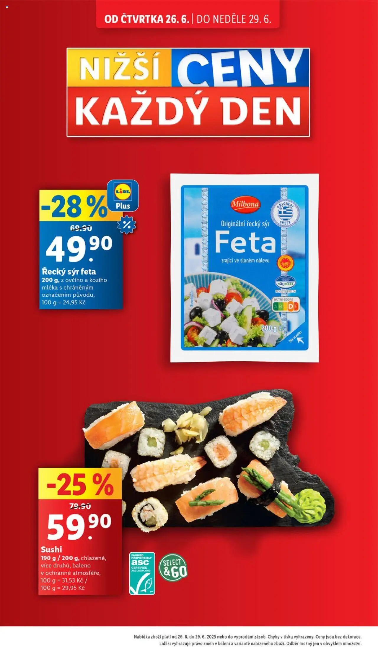 Lidl leták od 26.06.2025 | Strana: 4 | Produkty: Sýr, Milbona, Sushi, Feta