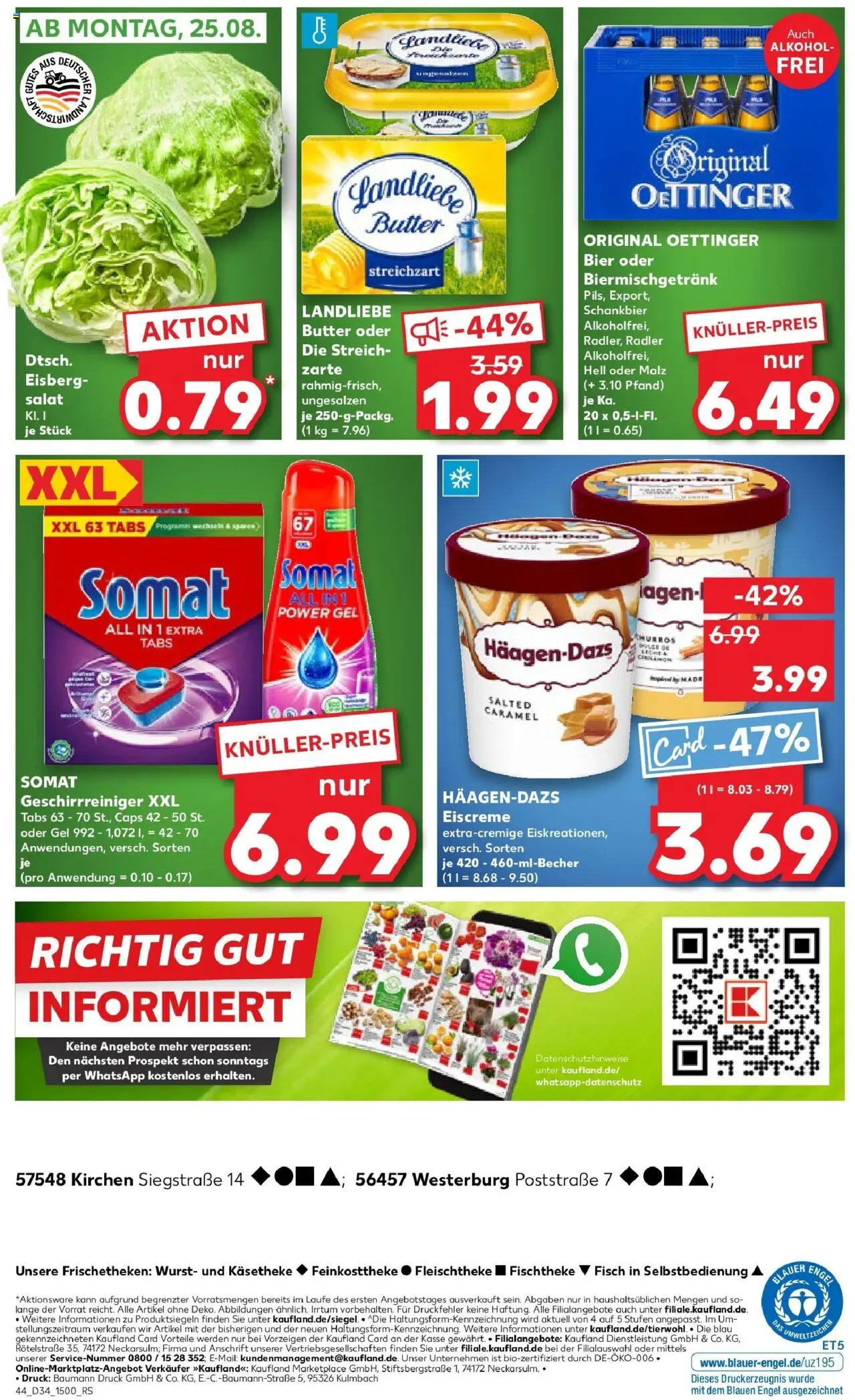 Kaufland prospekt Westerburg	 - gültig ab dem 21.08.2025 | Seite: 44 | Produkte: Oettinger, Eiscreme, Fisch, Salat