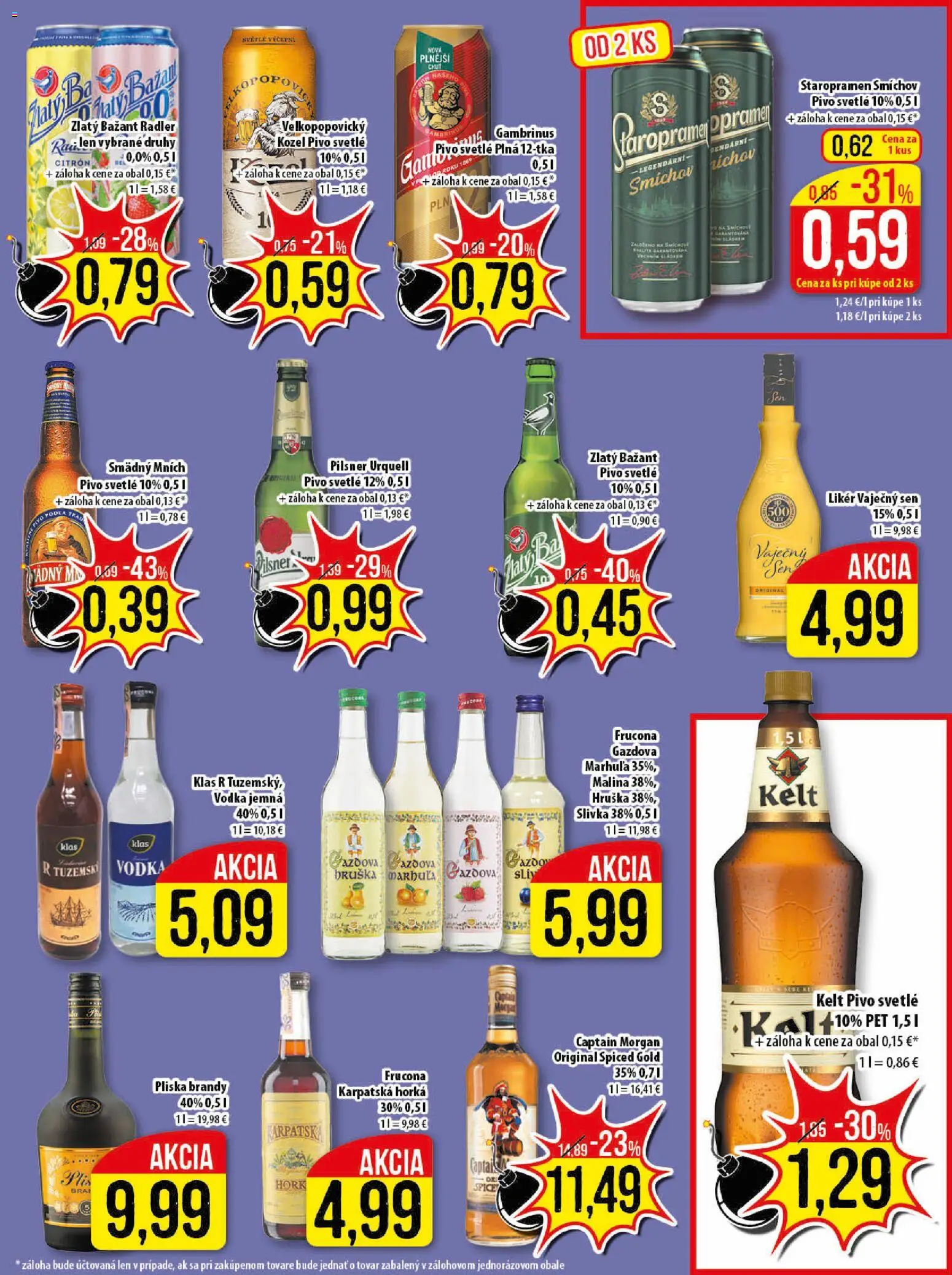 Nové Klas akcie – leták je platný od 23.03.2026 | Strana: 20 | Produkty: Pivo, Zlatý Bažant, Smädný Mních, Staropramen