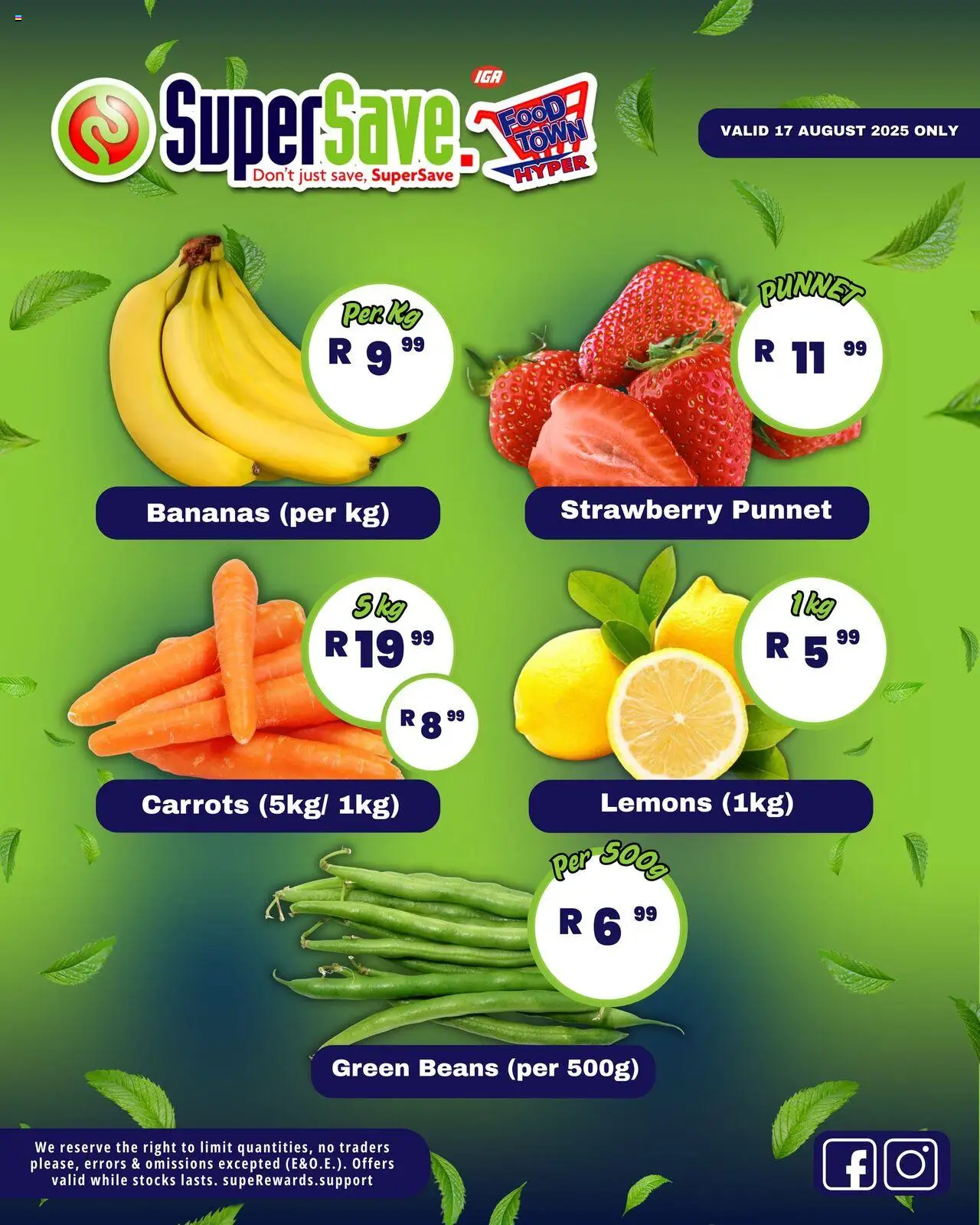 Super Save Sunday Specials │ valid from 17.08.2025 | Page: 8 | Products: Beans, Bananas, Carrots
