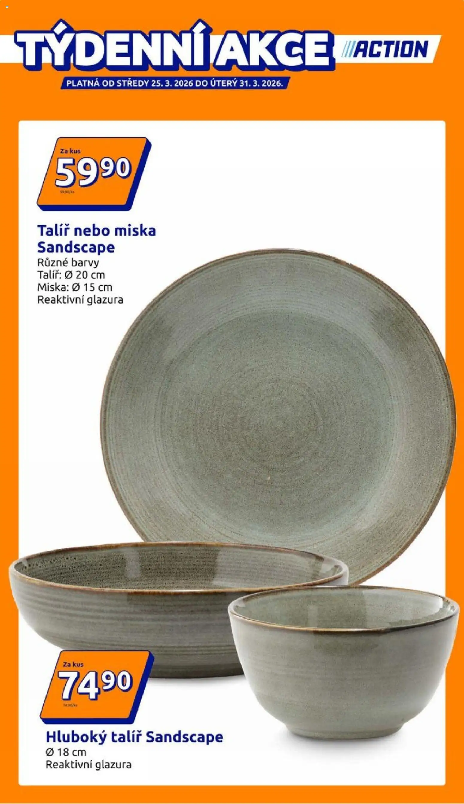 Action leták od 25.03.2026 | Strana: 1 | Produkty: Miska, Talíř, Barvy