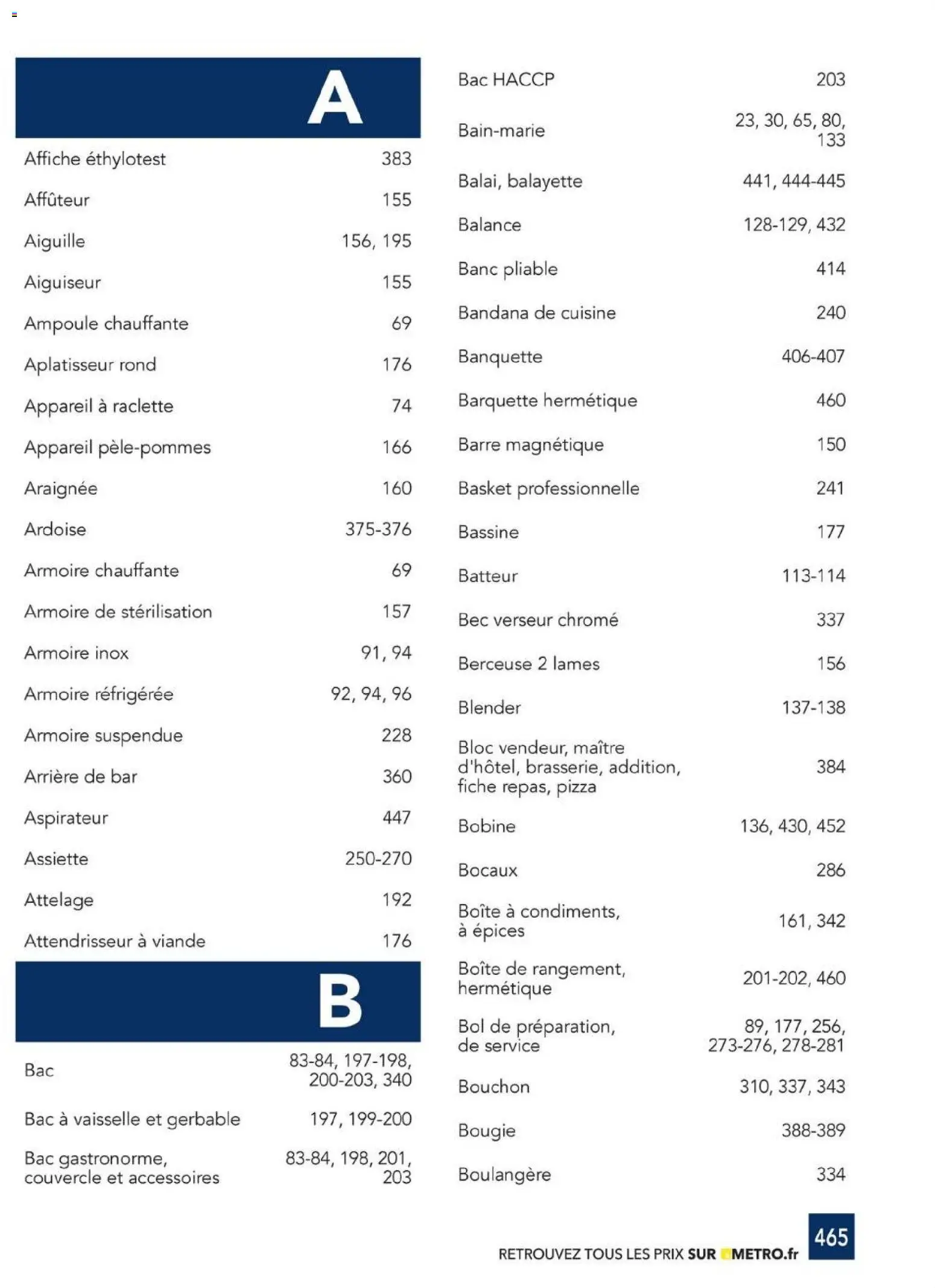 {H1} | Page: 465 | Produits: Bol, Armoire, Raclette, Pizza