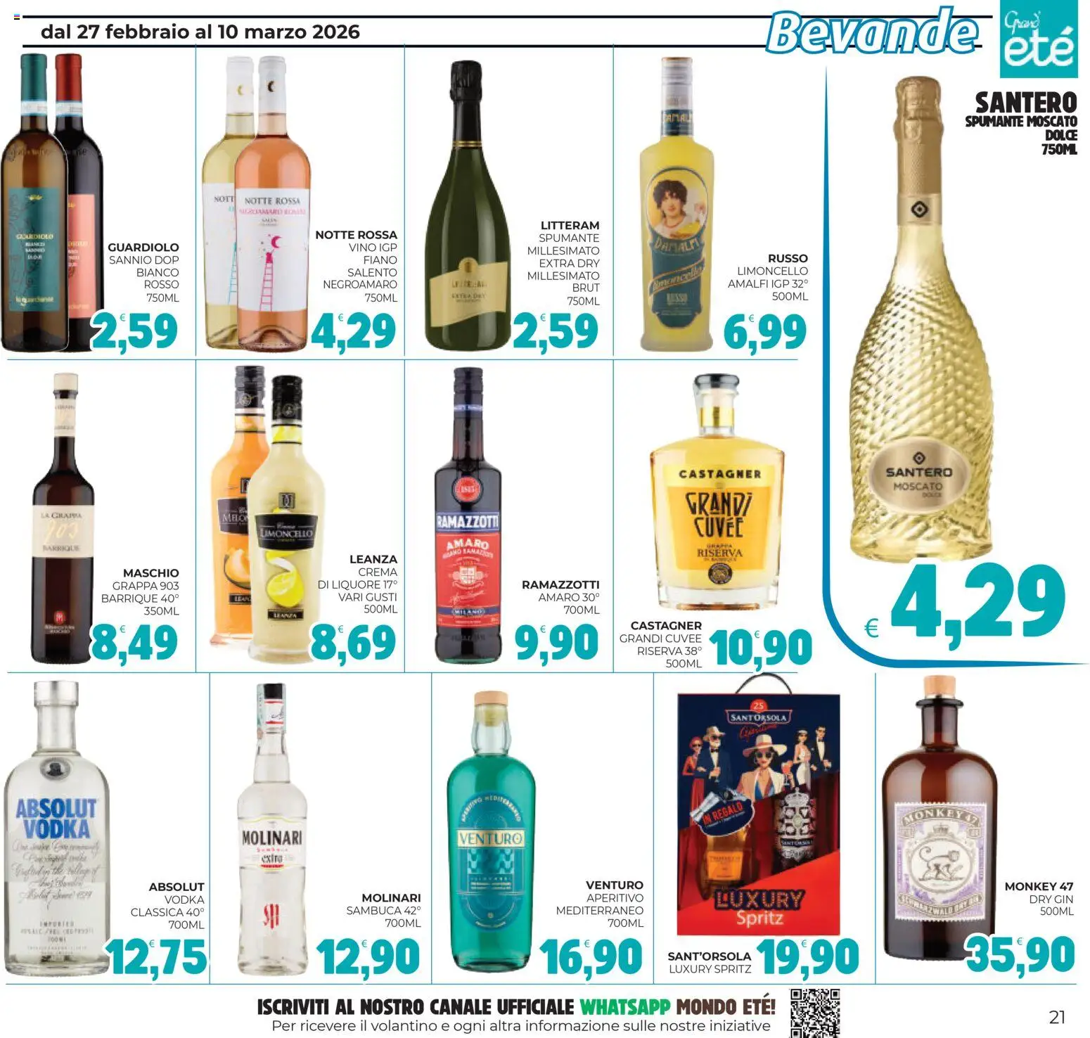 Volantino Eté del 27.02.2026 | Pagina: 21 | Prodotti: Gin, Liquore, Amaro, Aperitivo