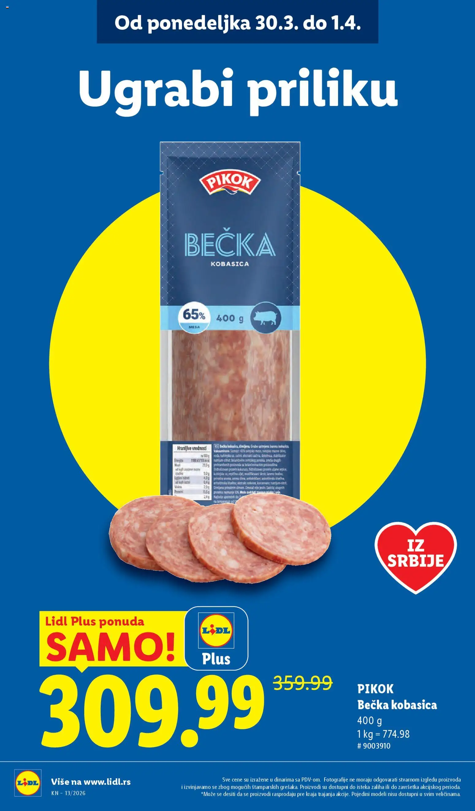 Lidl katalog - važi od 26.03.2026 | Strana: 16 | Proizvode: Protein, Kobasica