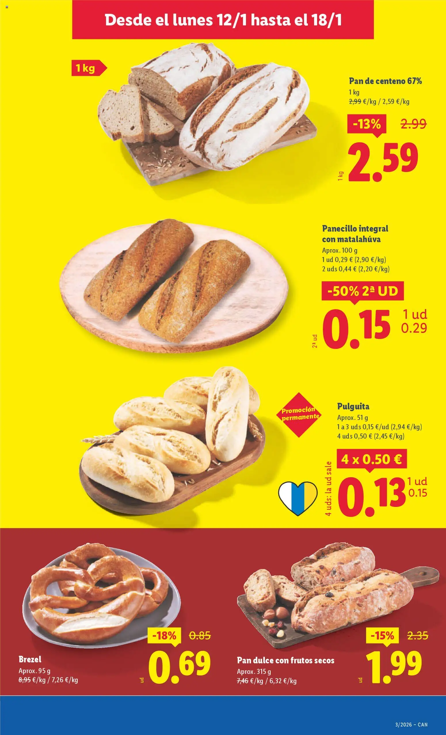 Lidl -Canarias │ válido desde el 12.01.2026 | Página: 11 | Productos: Pan, Frutos secos