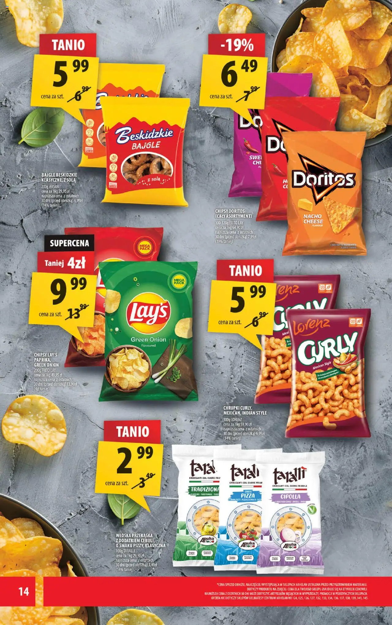 Arhelan Gazetka od 24.10.2025 | Strona: 14 | Produkty: Chipsy, Chrupki, Delikatesy, Pizza