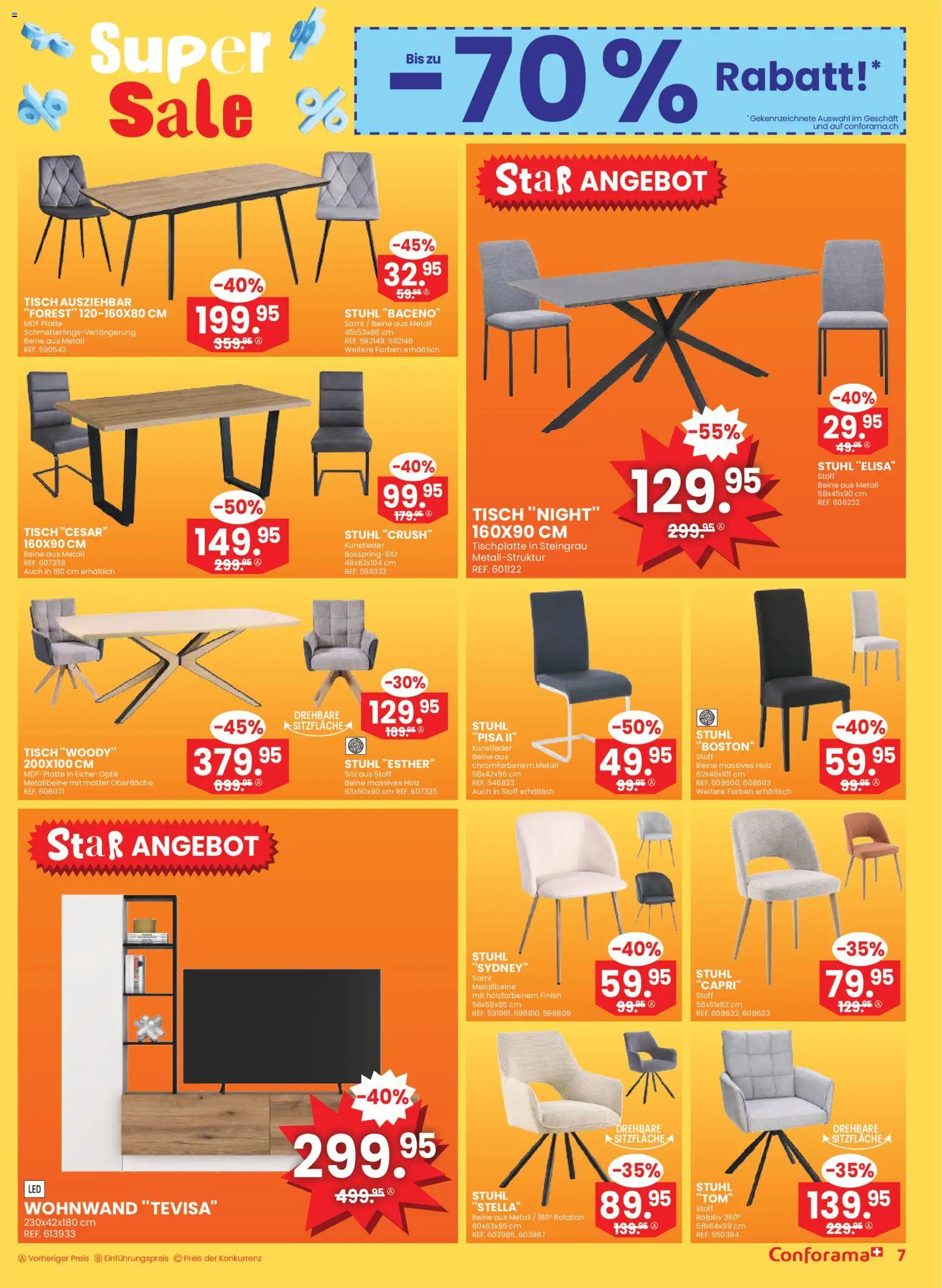 Conforama Aktionen – gültig ab 07.01.2026 | Seite: 7 | Produkte: Tisch, Stuhl, Wohnwand