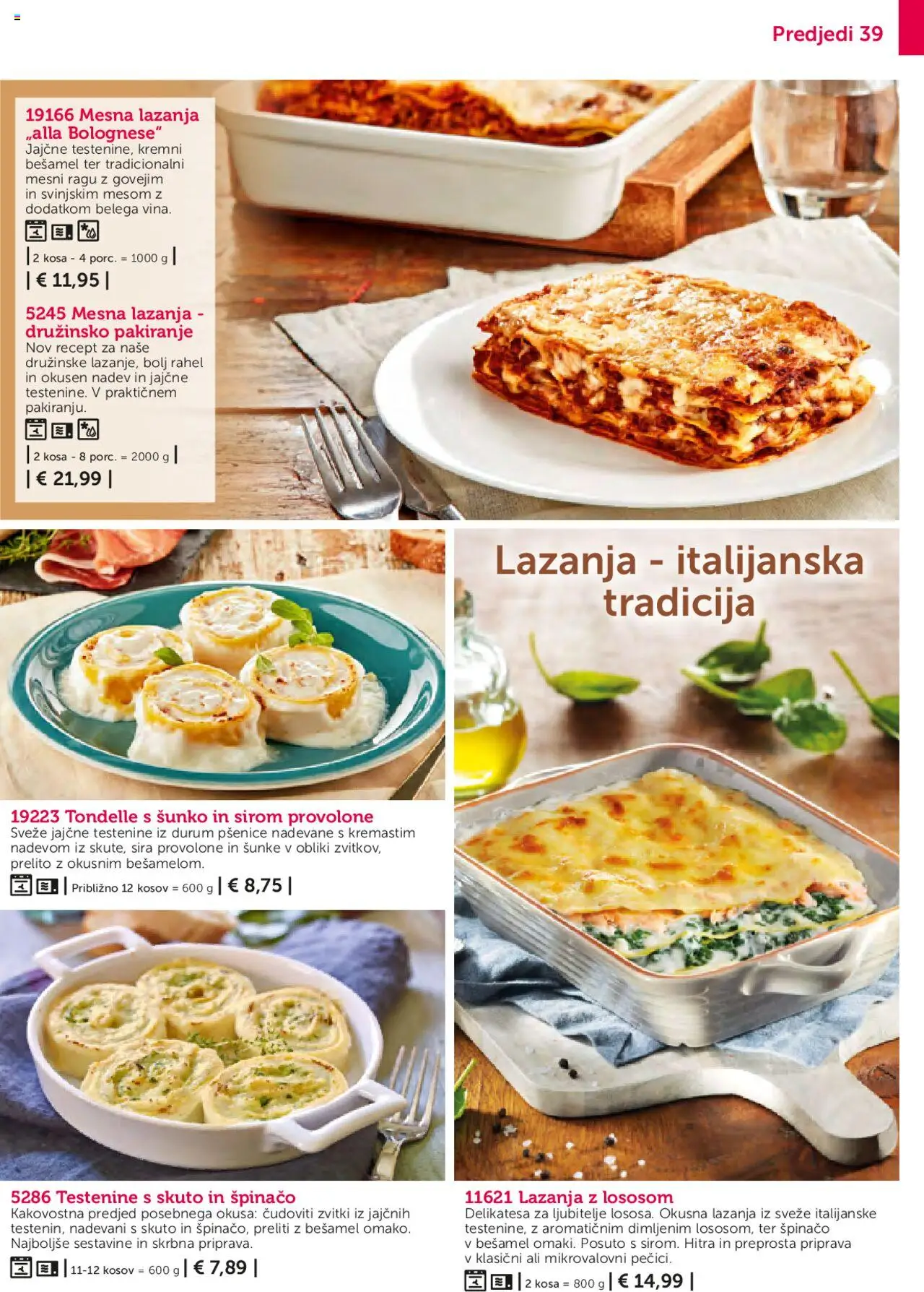 Bofrost katalog │ velja od 01.05.2025 | Stran: 39 | Izdelki: Lazanja, Testenine