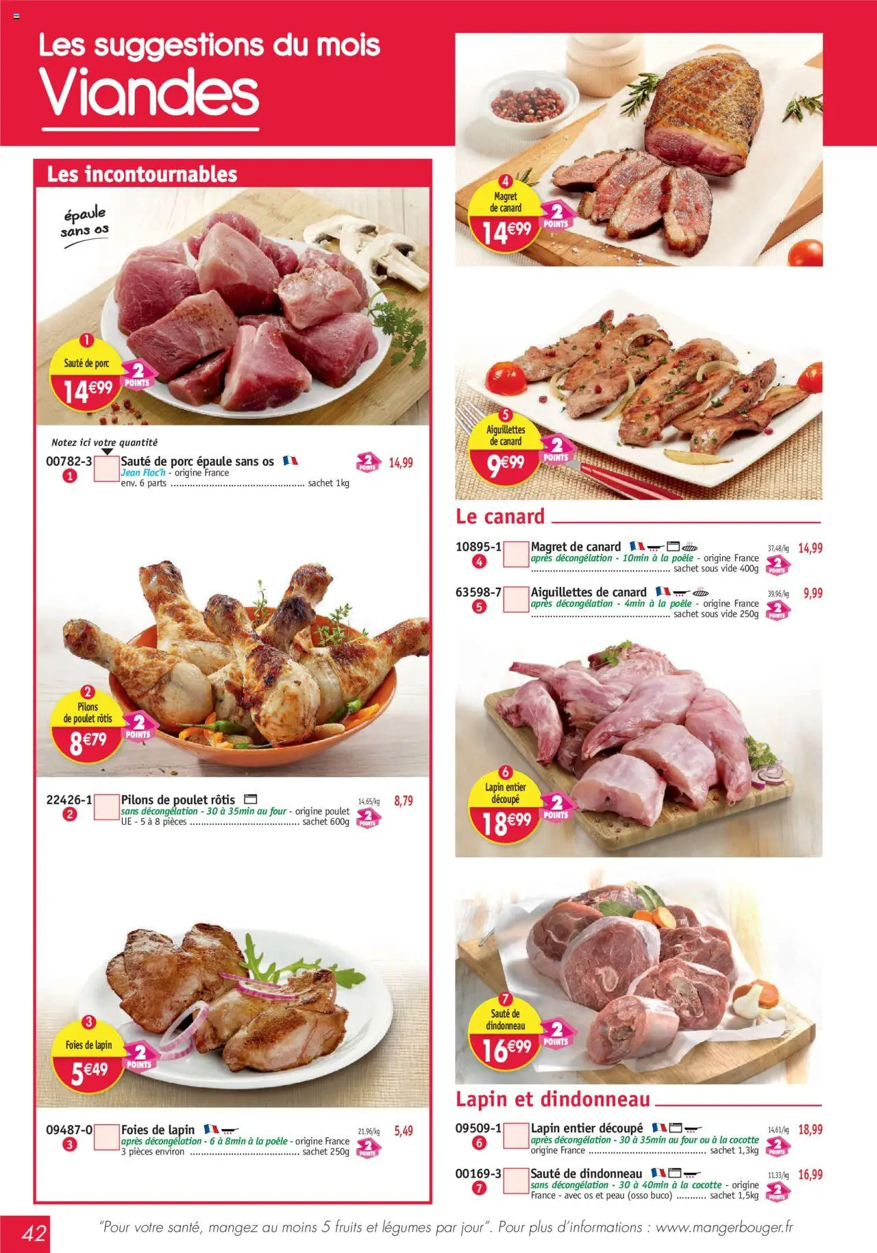  | Page: 42 | Produits: Poêle, Lapin, Sauté de porc, Porc
