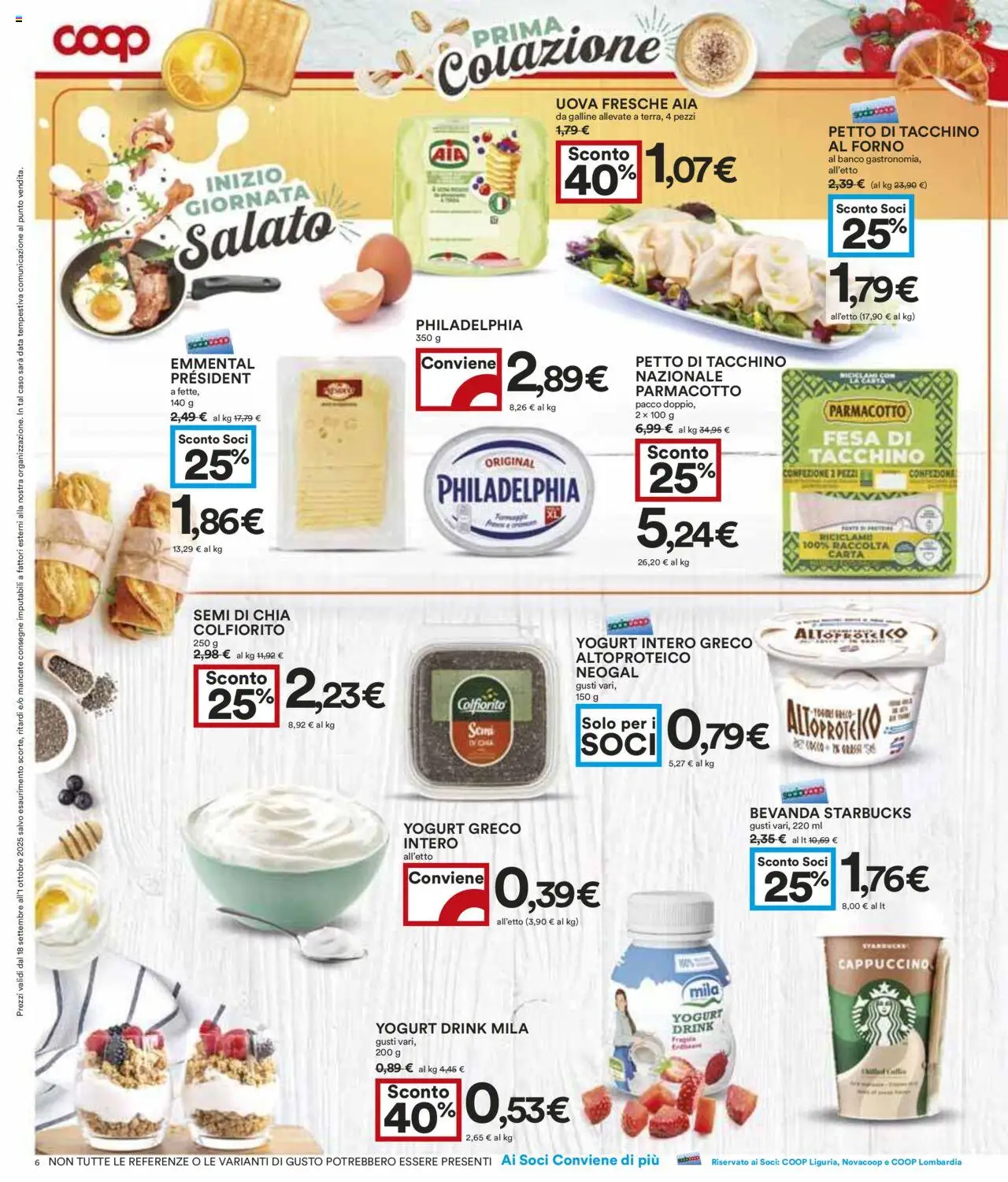 Volantino COOP del 18.09.2025 | Pagina: 6 | Prodotti: Yogurt, Uova, Data, Forno