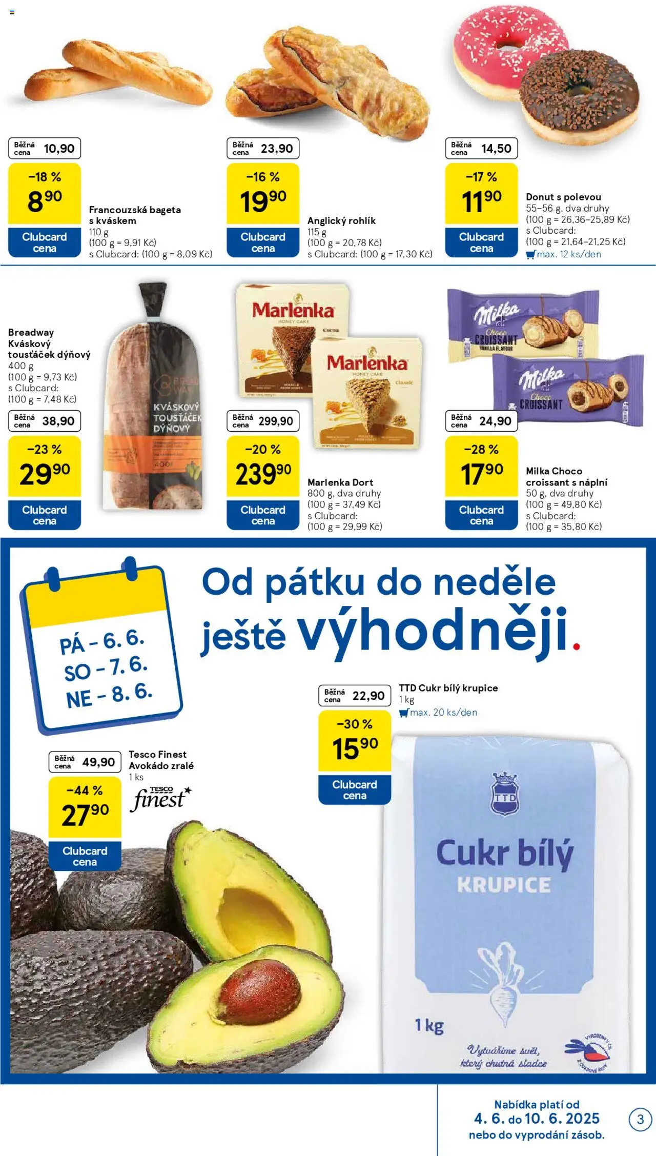 Tesco leták - Supermarket od 04.06.2025 | Strana: 3 | Produkty: Milka, Croissant, Dort, Marlenka