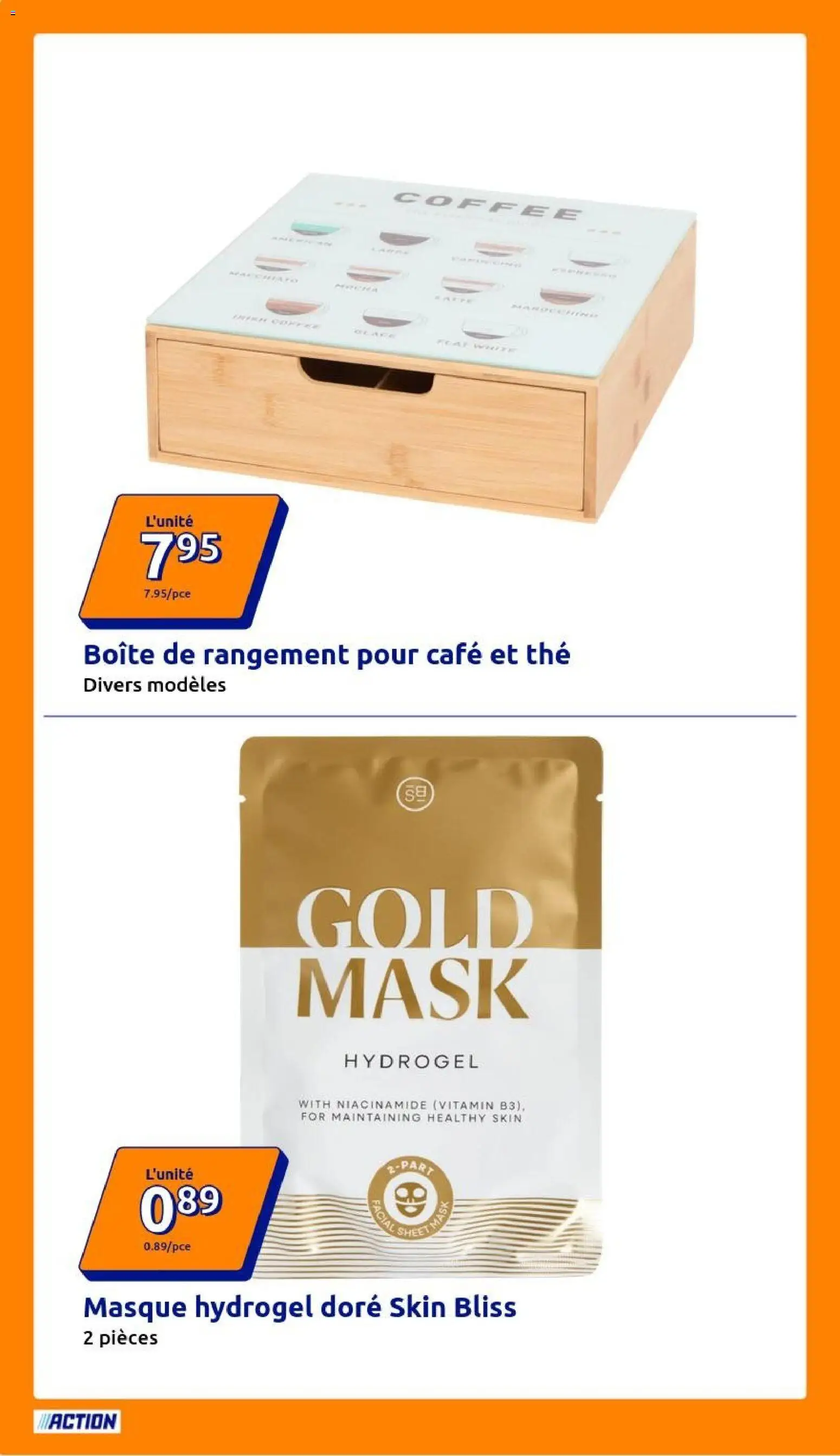 {H1} | Page: 20 | Produits: Masque, Café, Boîte de rangement, Thé