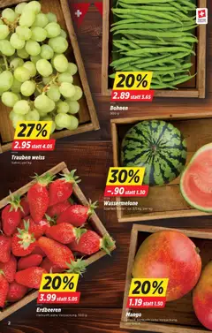 Denner Aktionen ab 29.07.2025 | Seite: 2 | Produkte: Erdbeeren, Mango, Wassermelone