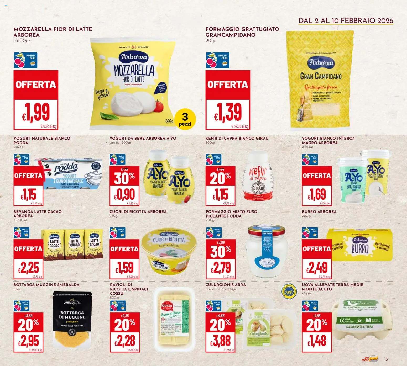 Volantino Pan del 02.02.2026 | Pagina: 5 | Prodotti: Panna, Spinaci, Cacao, Terra
