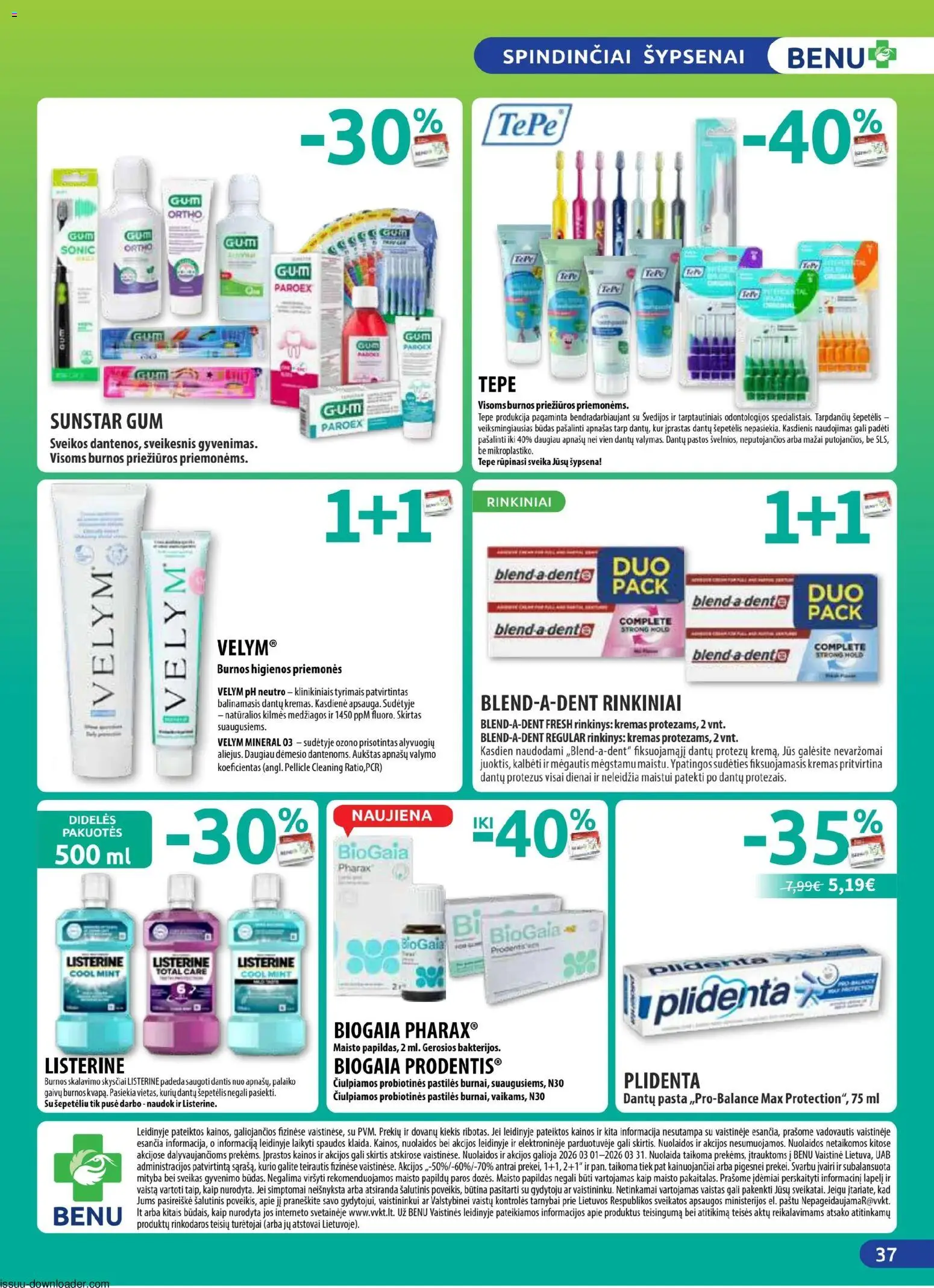 BENU akcijos nuo 01.03.2026 | Puslapis: 37 | Prekių: Šepetėlis, Kremas, Dantų šepetėlis