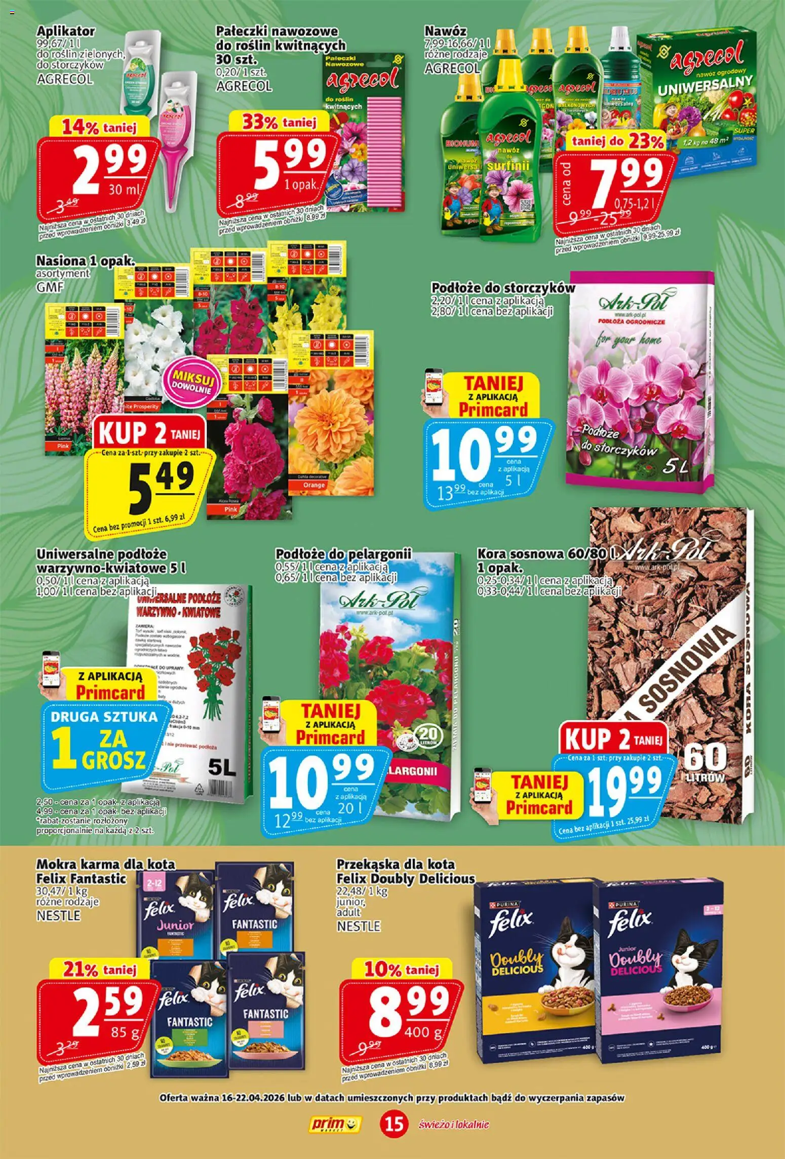 Prim Market gazetka od 16.04.2026 | Strona: 15 | Produkty: Nasiona, Karma dla kota