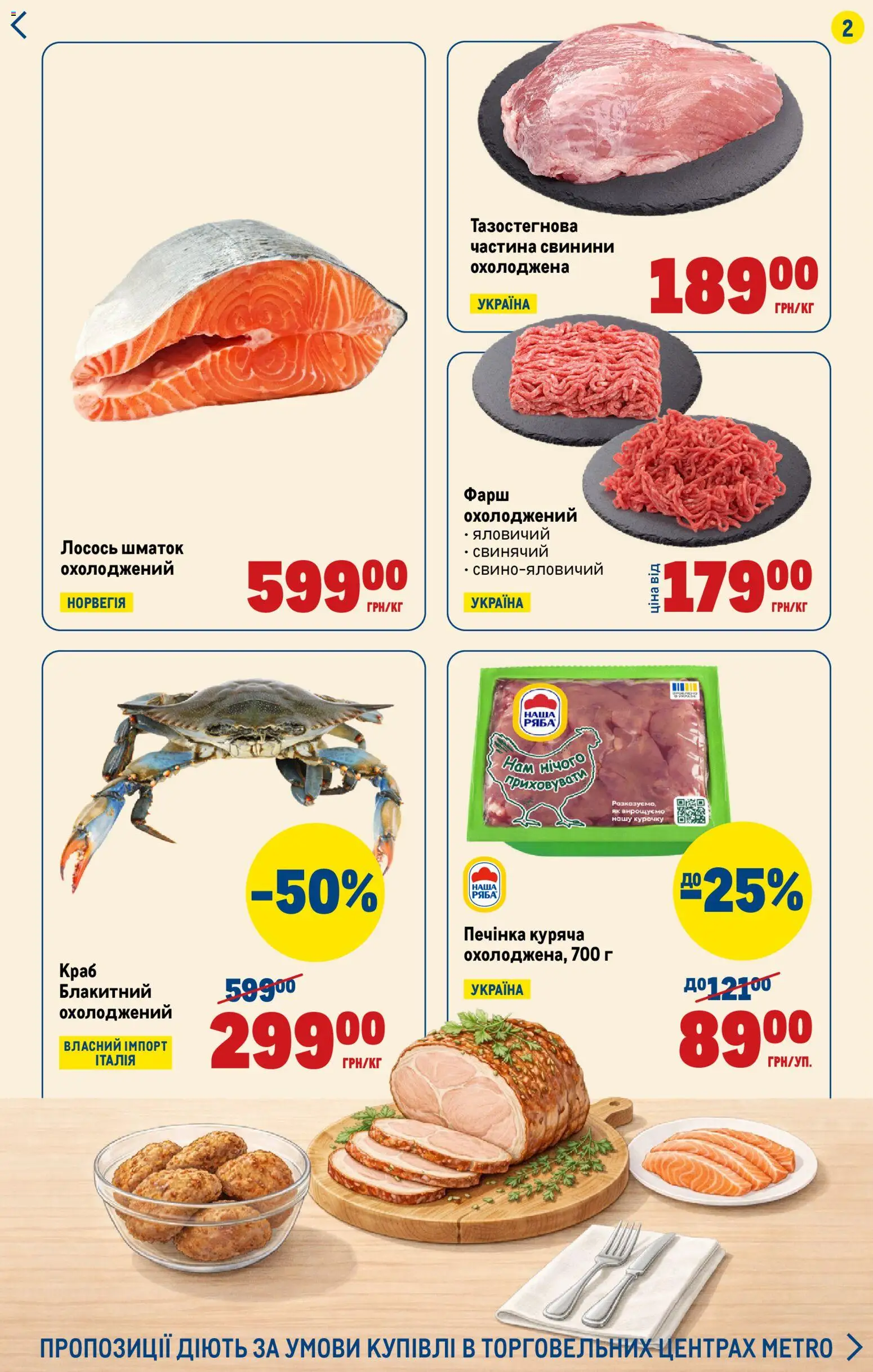 Metro Kаталог - дійснийкції з 26.03.2026 | Сторінка: 2 | Товари: Лосось, Фарш