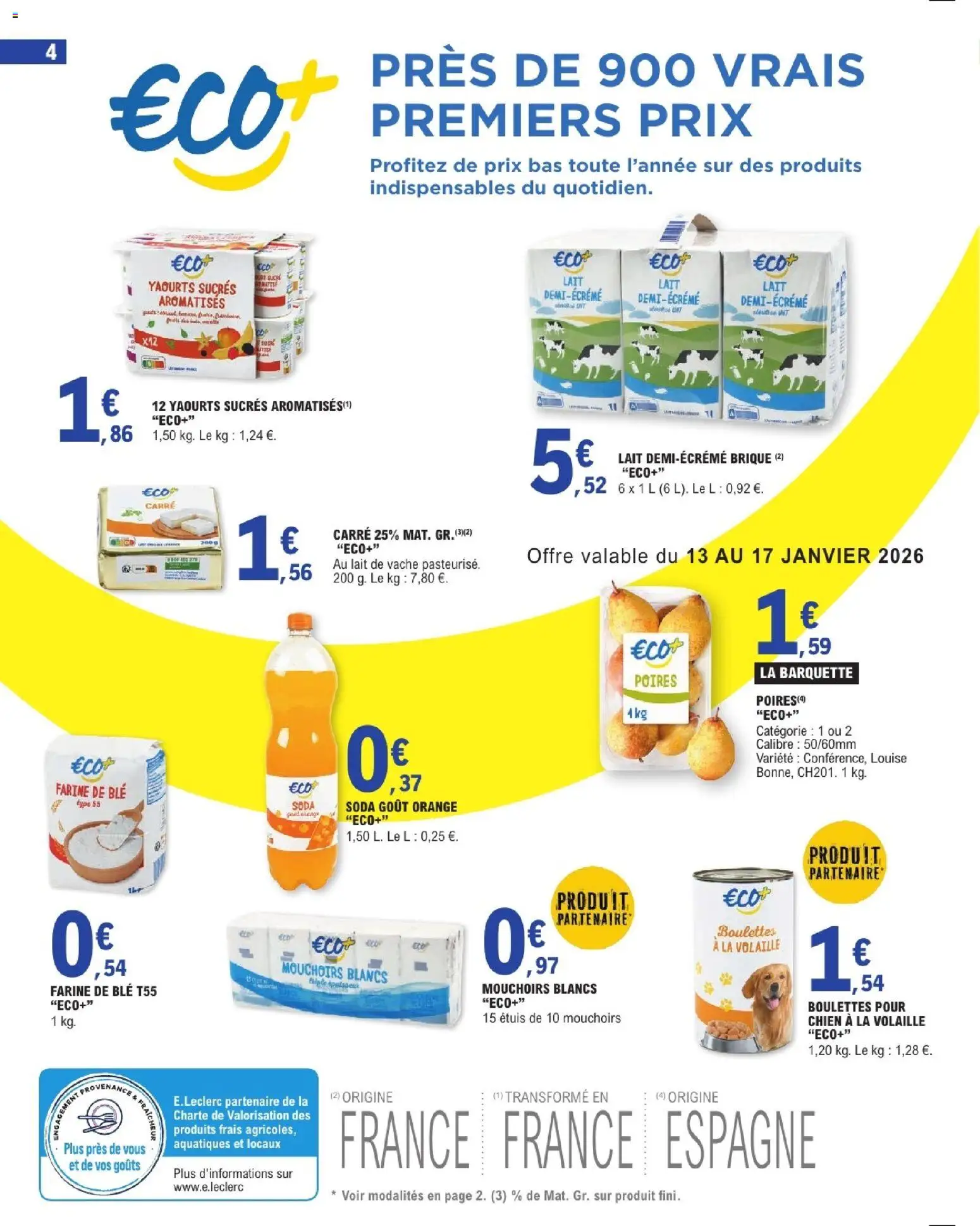 {H1} | Page: 4 | Produits: Yaourts, Orange, Farine, Volaille