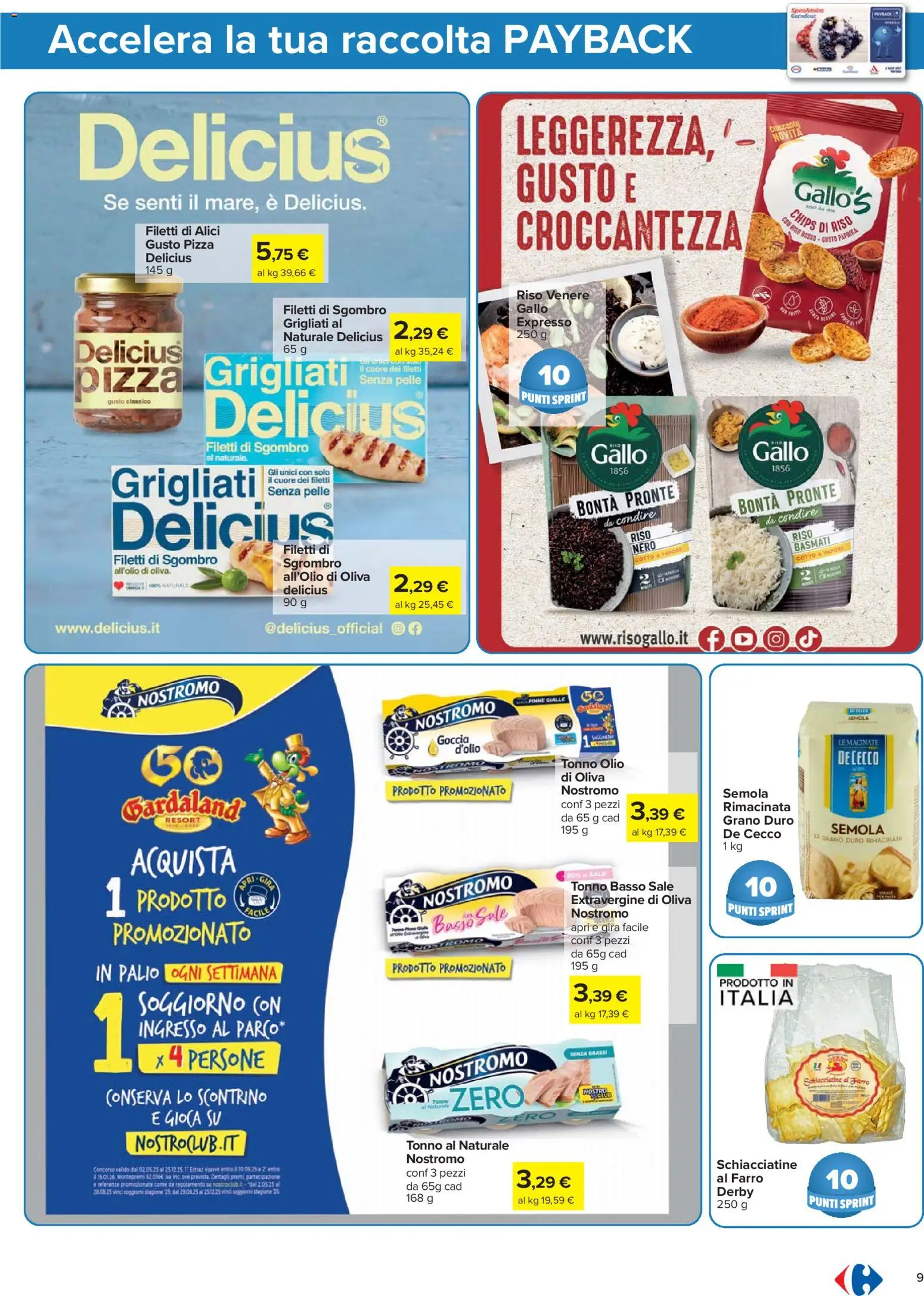 Volantino Carrefour del 07.11.2025 | Pagina: 9 | Prodotti: Pizza, Pinne, Tonno, Farro