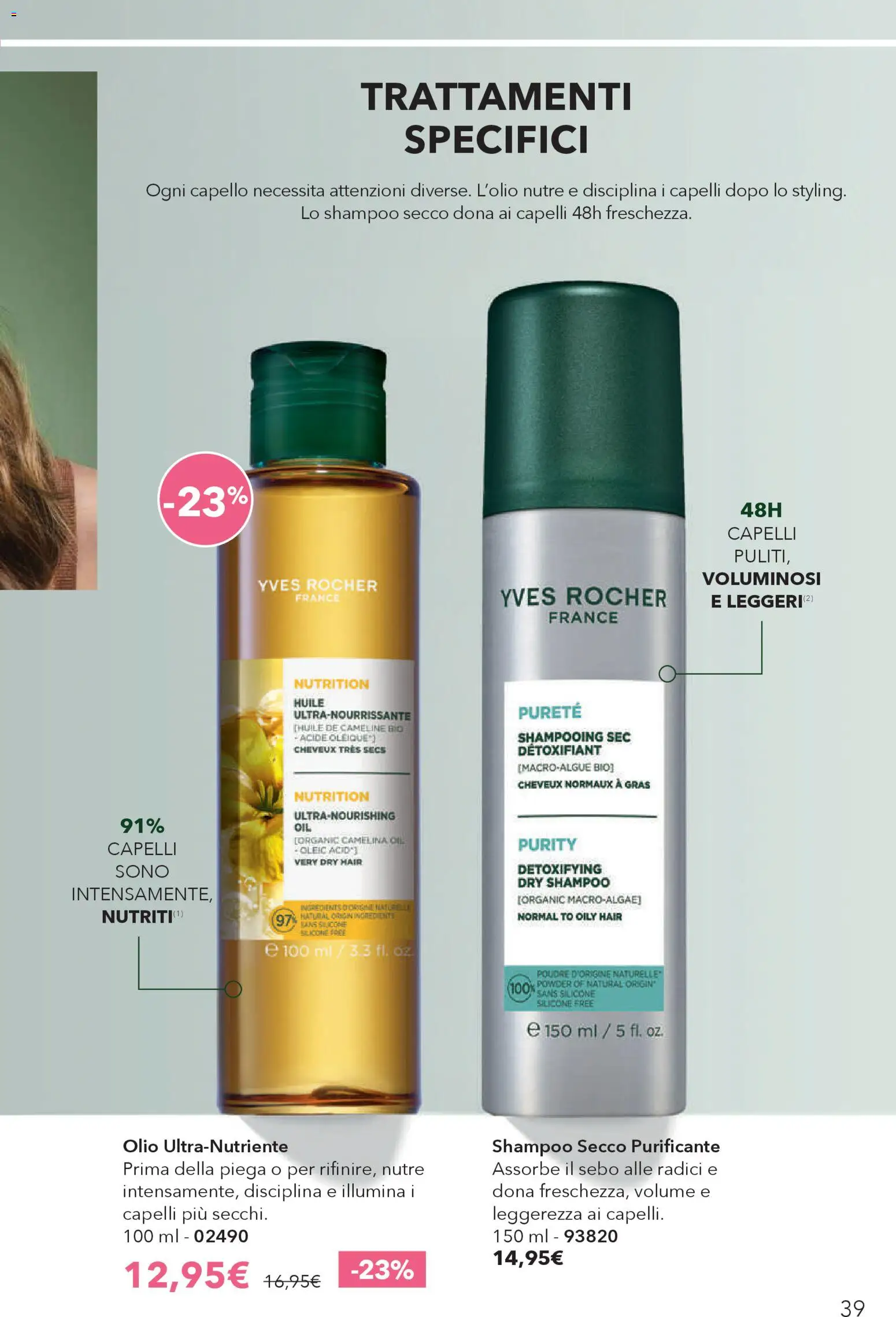 Volantino Yves Rocher del 23.04.2026 | Pagina: 39 | Prodotti: Shampoo, Olio, Silicone