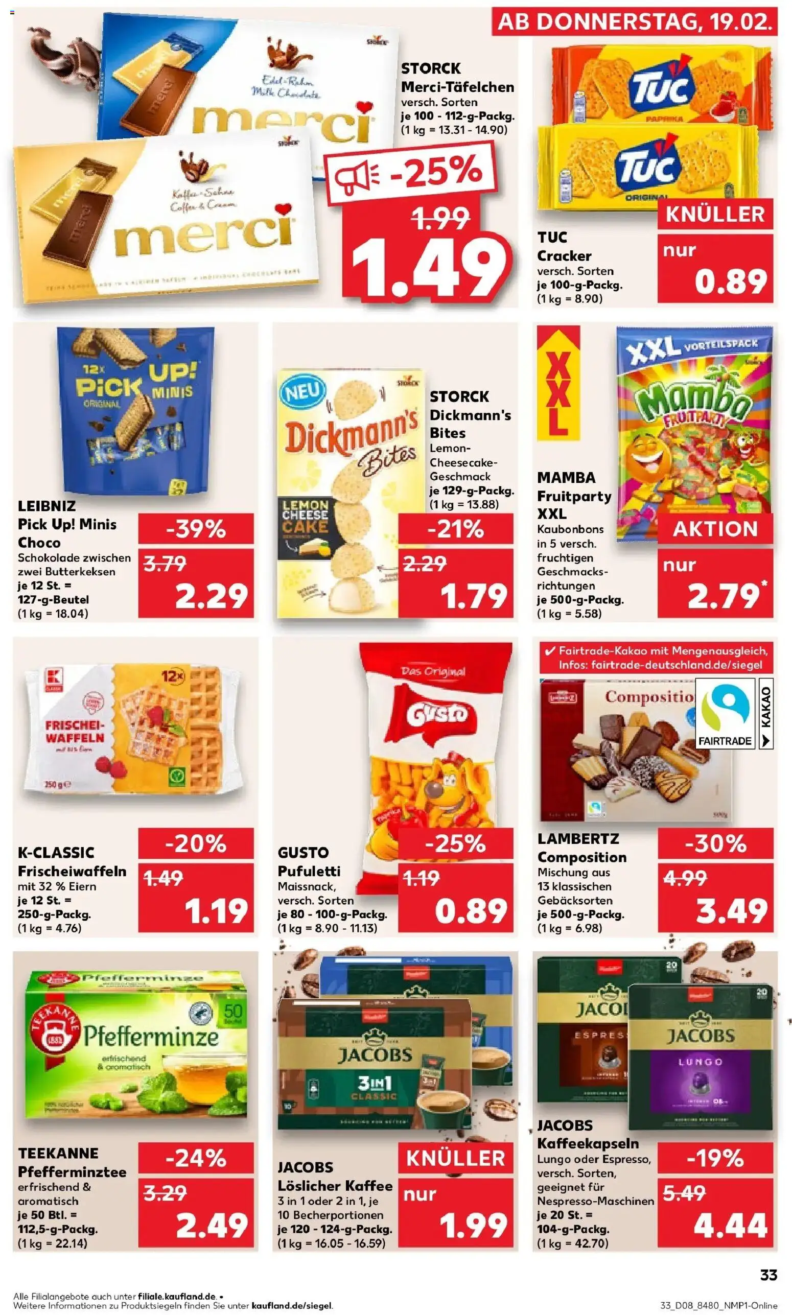 Kaufland prospekt Backnang	 – gültig ab 19.02.2026 | Seite: 41 | Produkte: Merci, Schokolade, Waffeln, Teekanne