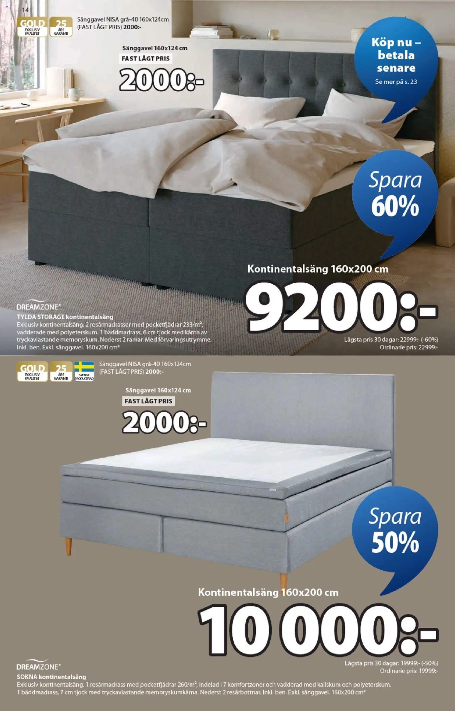 JYSK reklamblad aktuell från 02.03.2026 | Sida: 14 | Produkter: Resårmadrass, Sänggavel