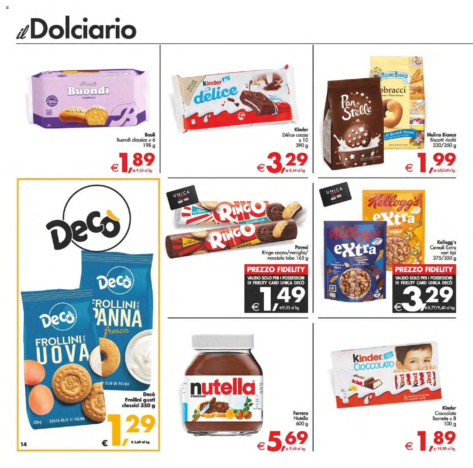 Volantino Decò del 25.11.2025 | Pagina: 14 | Prodotti: Panna, Biscotti, Tubo, Cacao