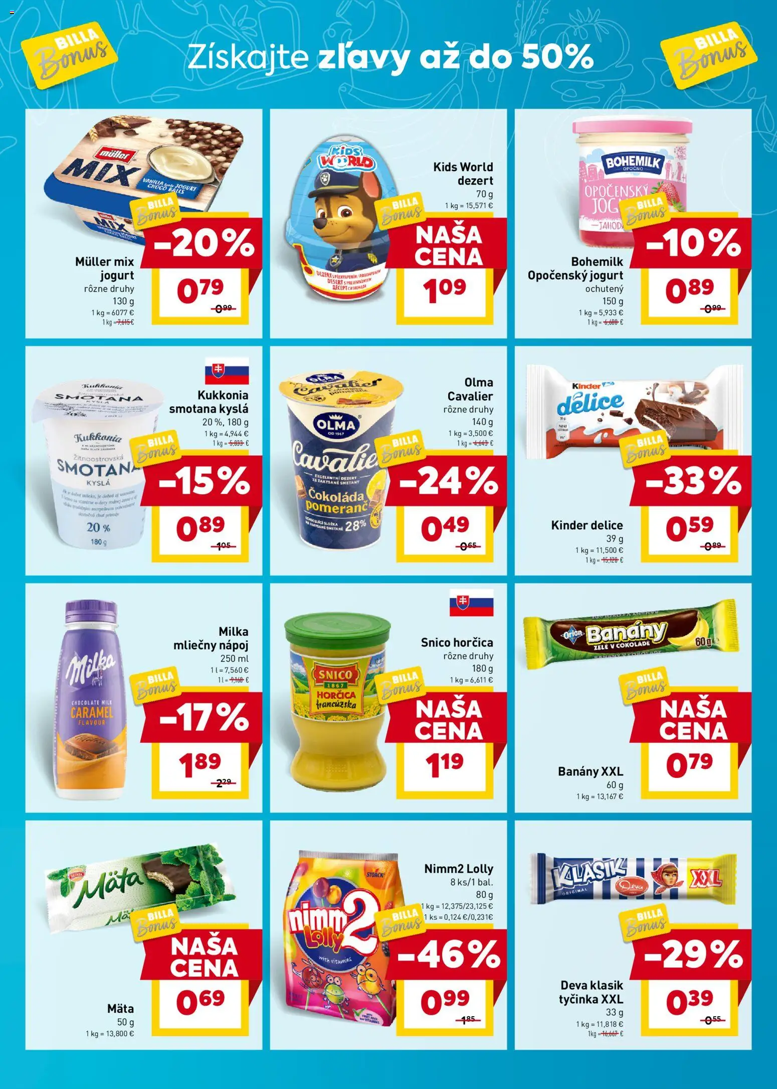 Nové Billa akcie – leták je platný od 02.01.2026 | Strana: 5 | Produkty: Banány, Smotana, Kinder, Milka
