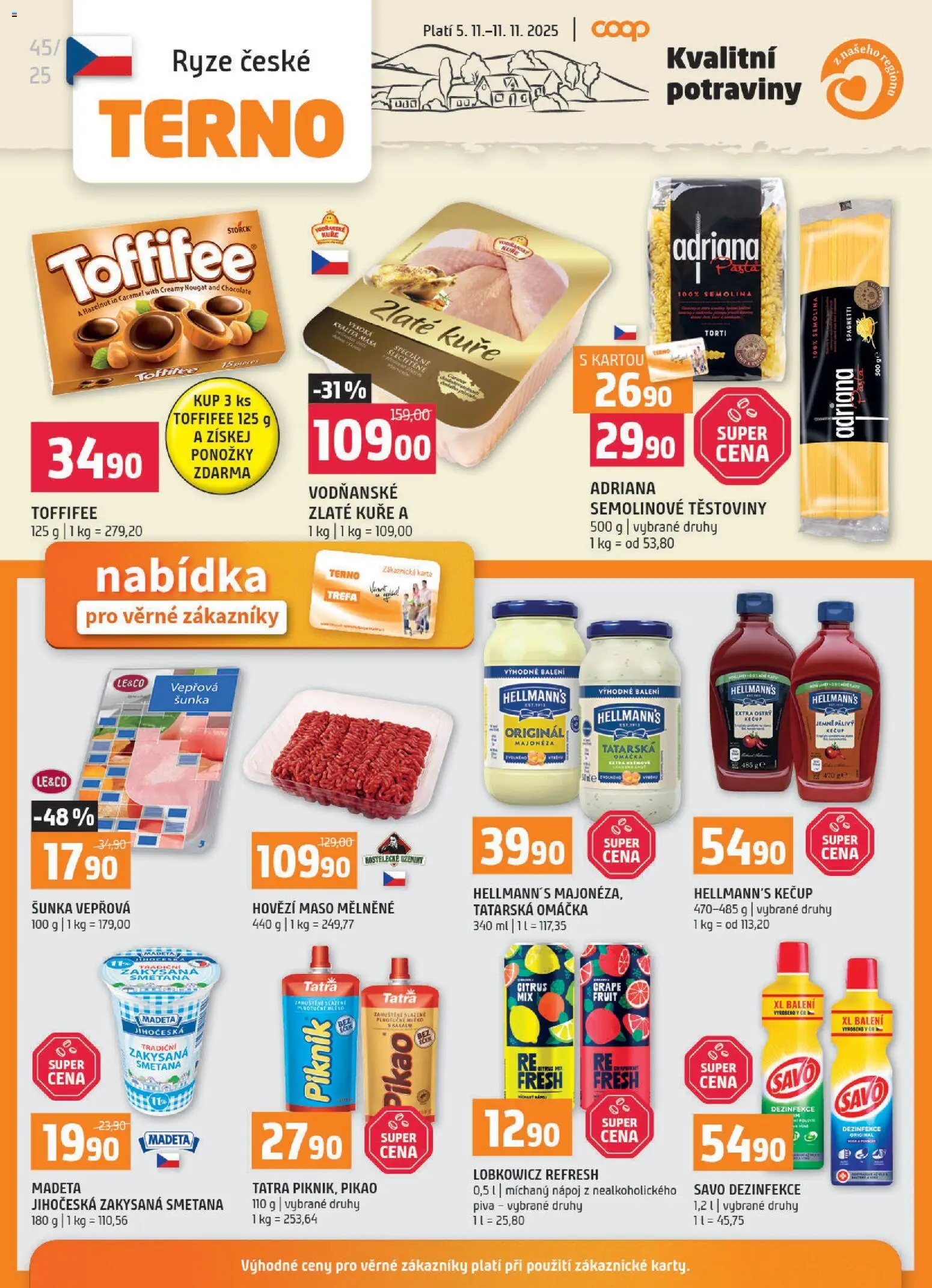 Terno leták - Zlín od 05.11.2025 | Strana: 20 | Produkty: Mléko, Toffifee, Hellmann's, Semolinové těstoviny