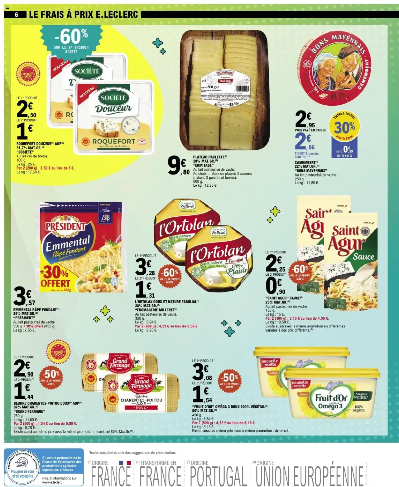 {H1} | Page: 6 | Produits: Emmental, Raclette, Lait, Beurre doux