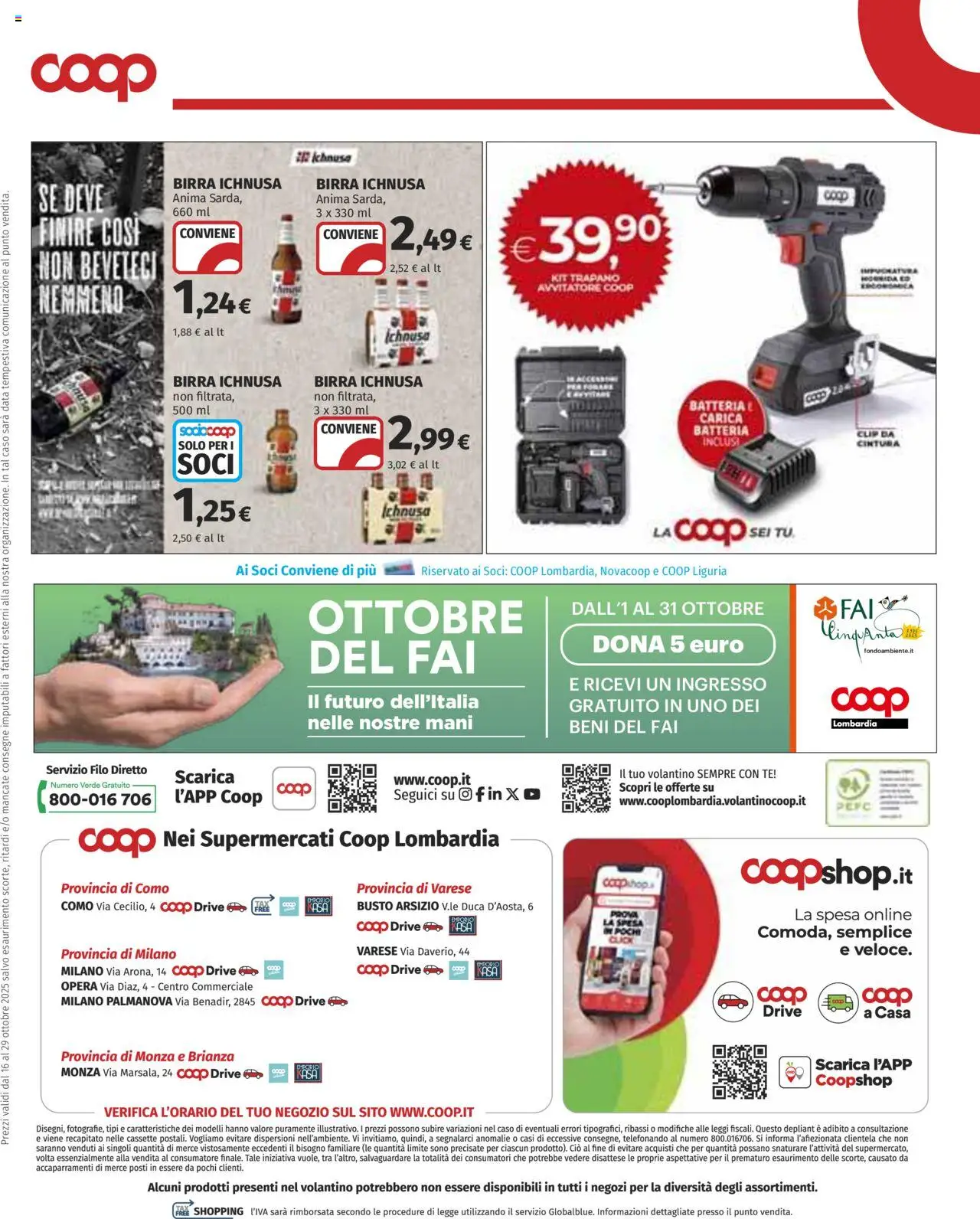 Volantino COOP del 16.10.2025 | Pagina: 33 | Prodotti: Birra, Tè, Avvitatore, Batteria