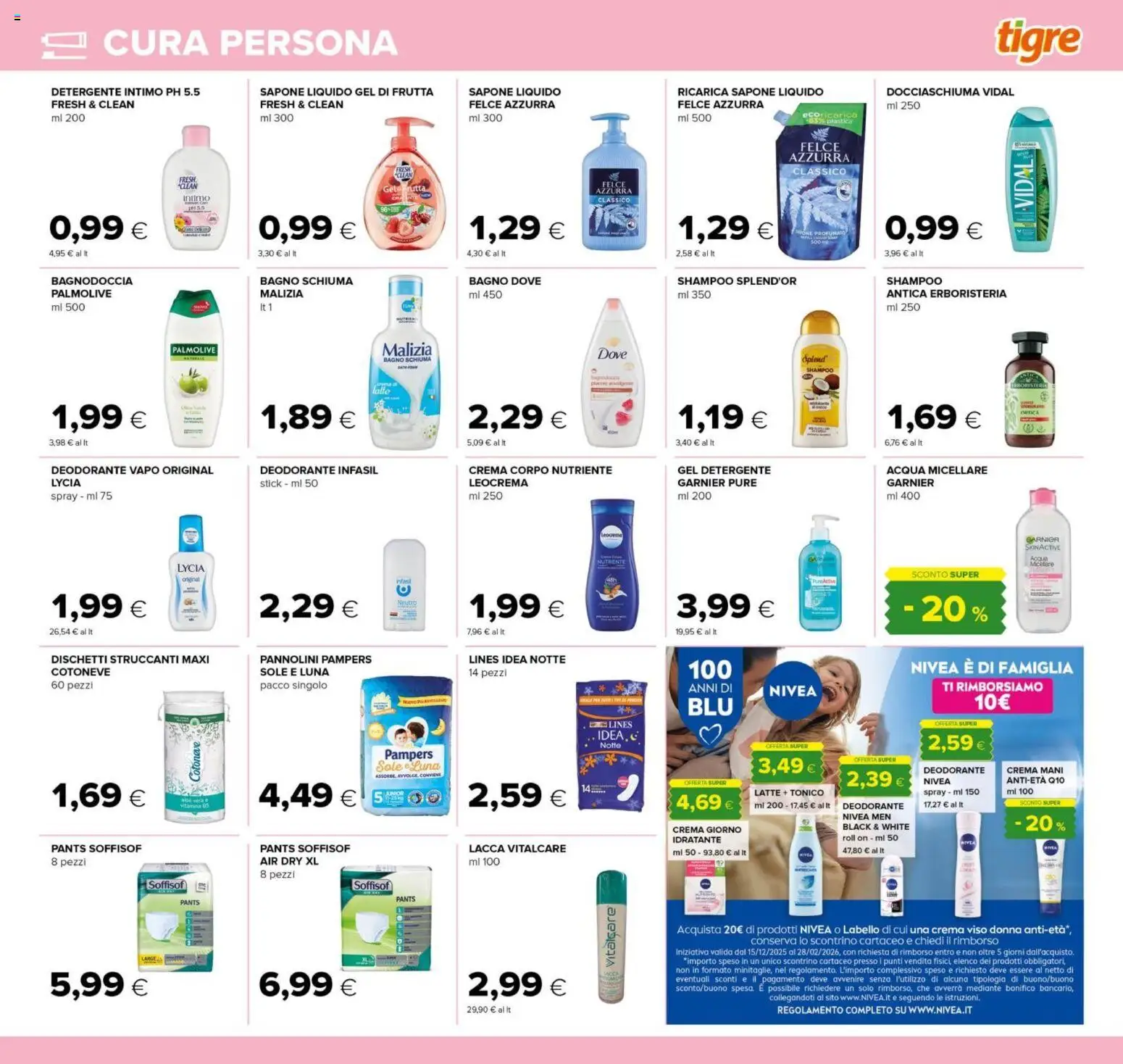 Volantino Tigre del 06.01.2026 | Pagina: 17 | Prodotti: Acqua micellare, Sapone, Crema viso, Intimo