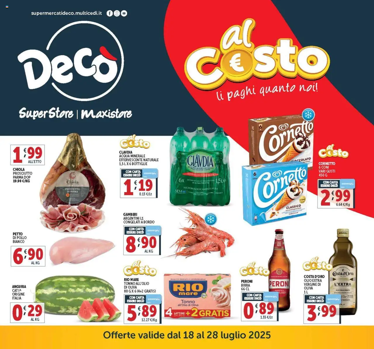 Volantino Decò del 18.07.2025 | Pagina: 1 | Prodotti: Petto di Pollo, Birra, Gamberi, Acqua minerale