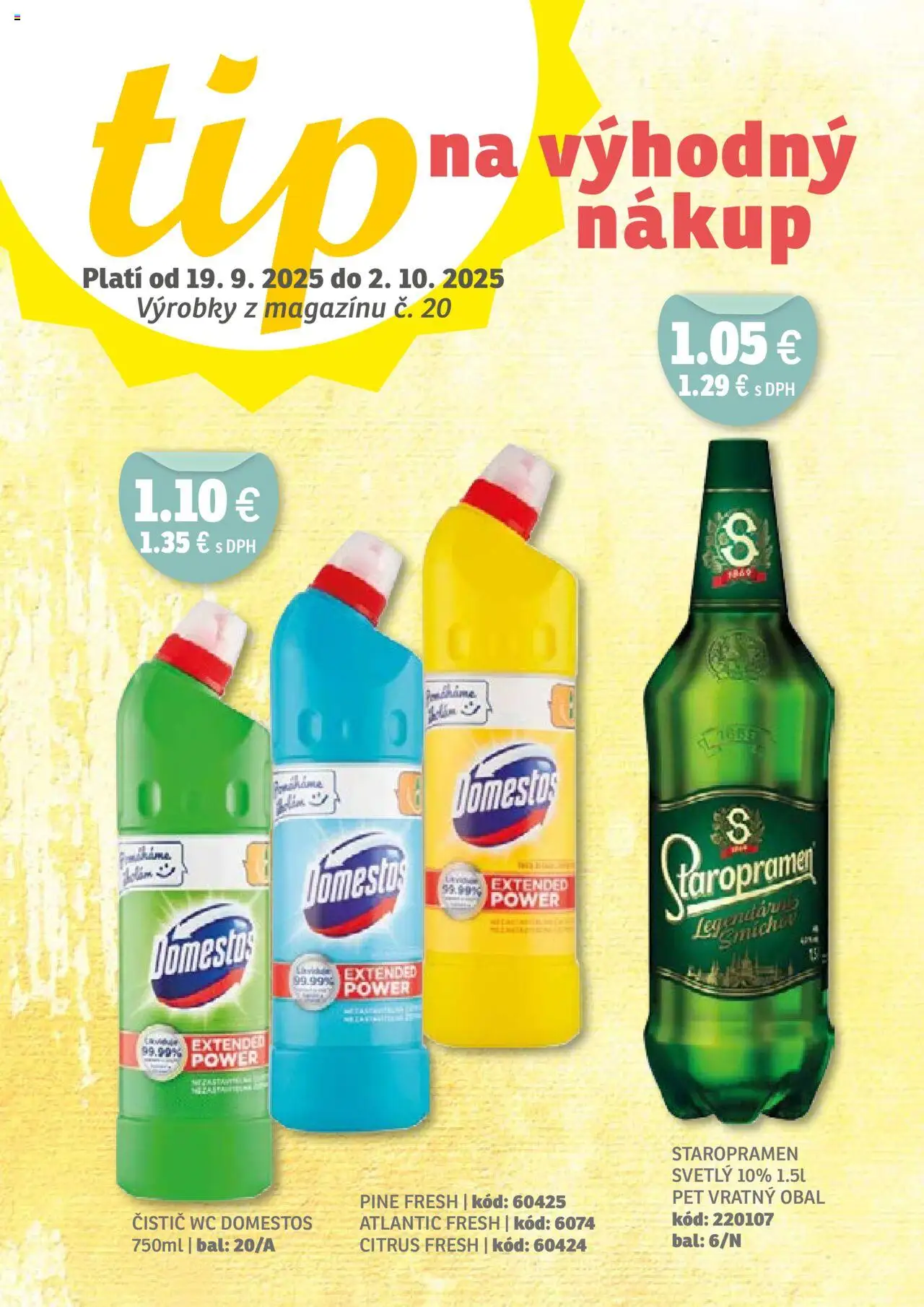 Nové Labaš akcie – leták je platný od 19.09.2025 | Strana: 14 | Produkty: Wc, Staropramen, Domestos