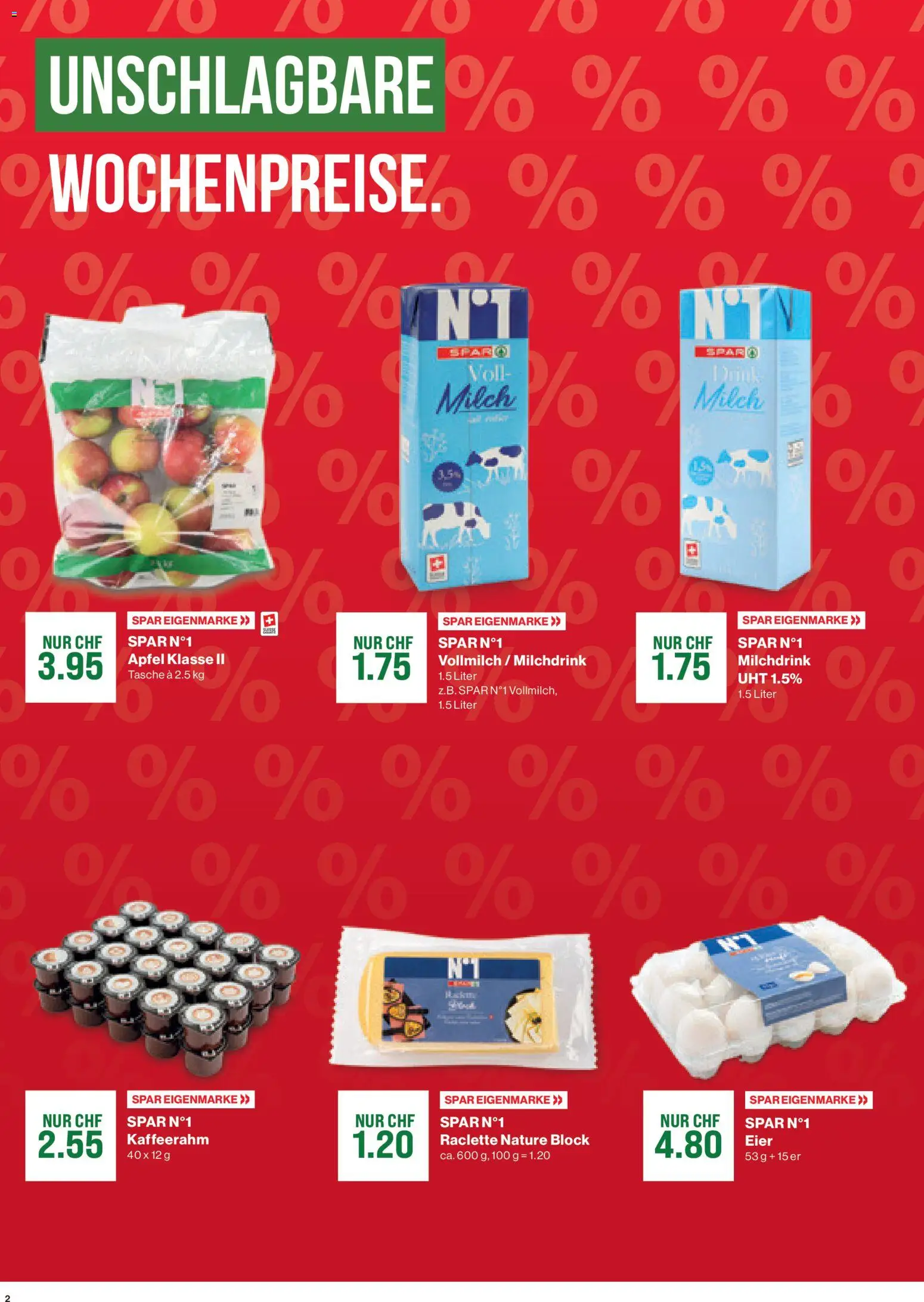 SPAR Aktionen – gültig ab 30.10.2025 | Seite: 2 | Produkte: Milch, Eier, Raclette