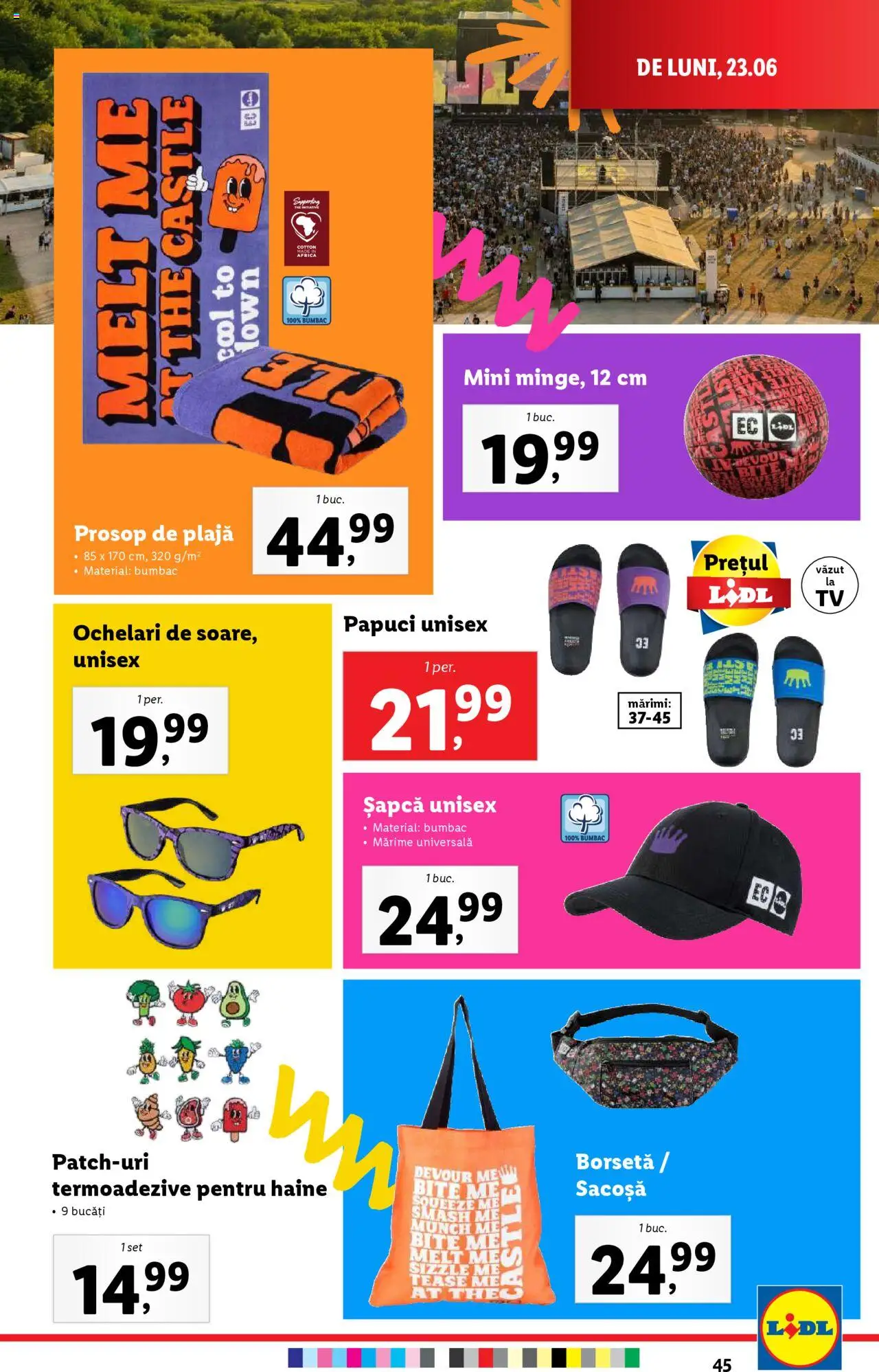 Catalog Lidl – valabil de la 23.06.2025 | Pagină: 45 | Produse: Șapcă, Ochelari, Haine, Papuci