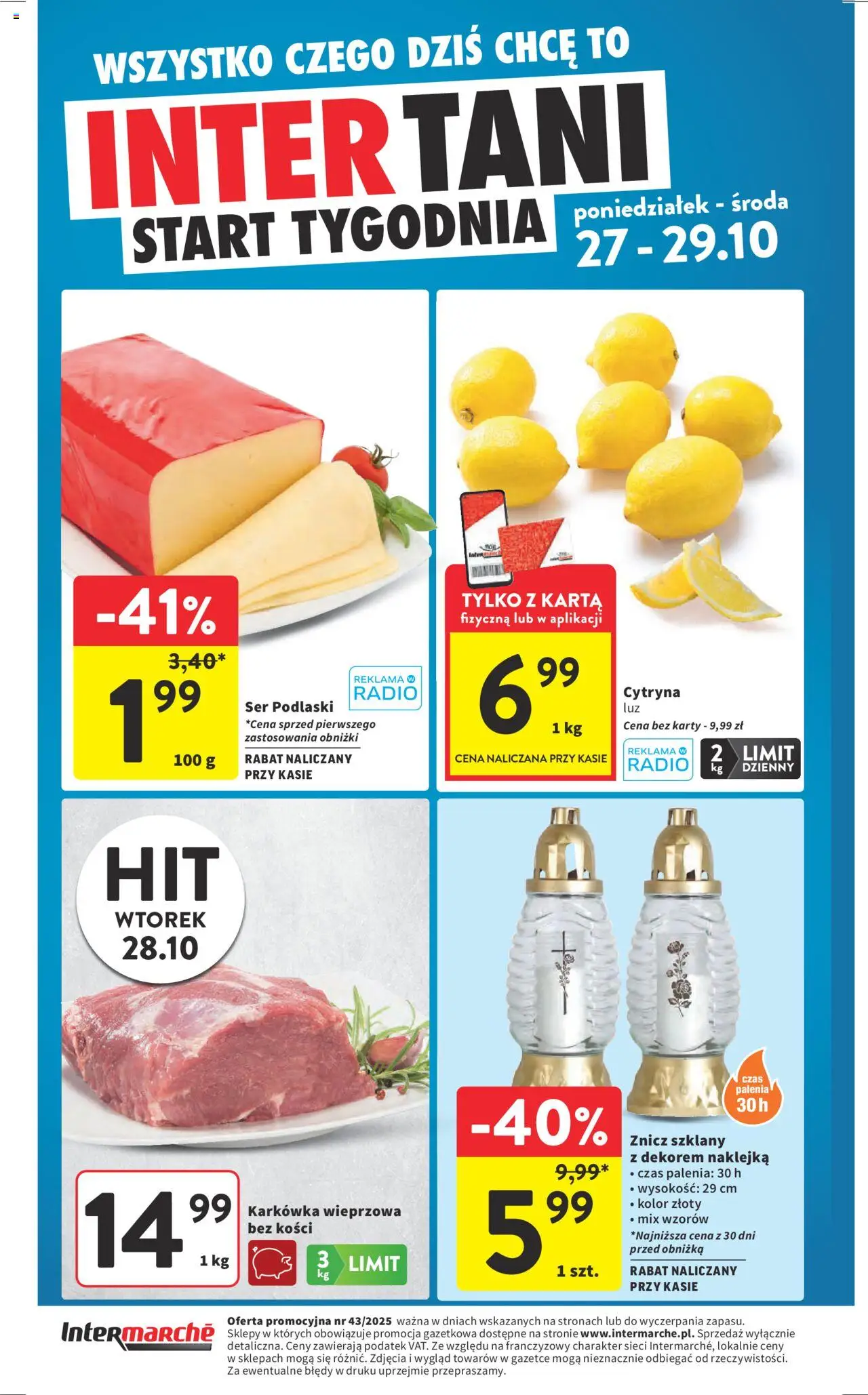 Intermarche Gazetka od 23.10.2025 | Strona: 40 | Produkty: Cytryna, Radio, Karkówka wieprzowa, Ser